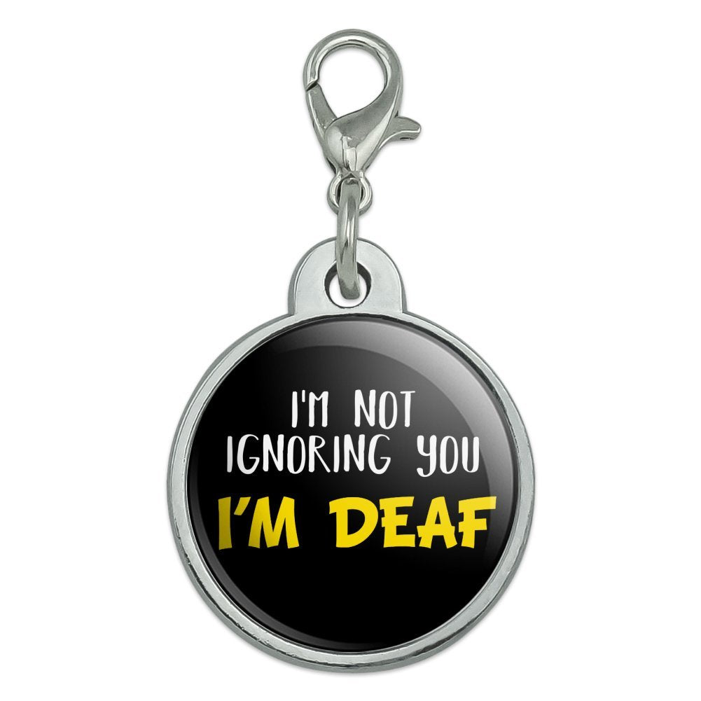 Graphics & More I'M Not Ignoring You I'M Deaf Chrome Plated Metal Pet Dog Cat Id Tag - Small