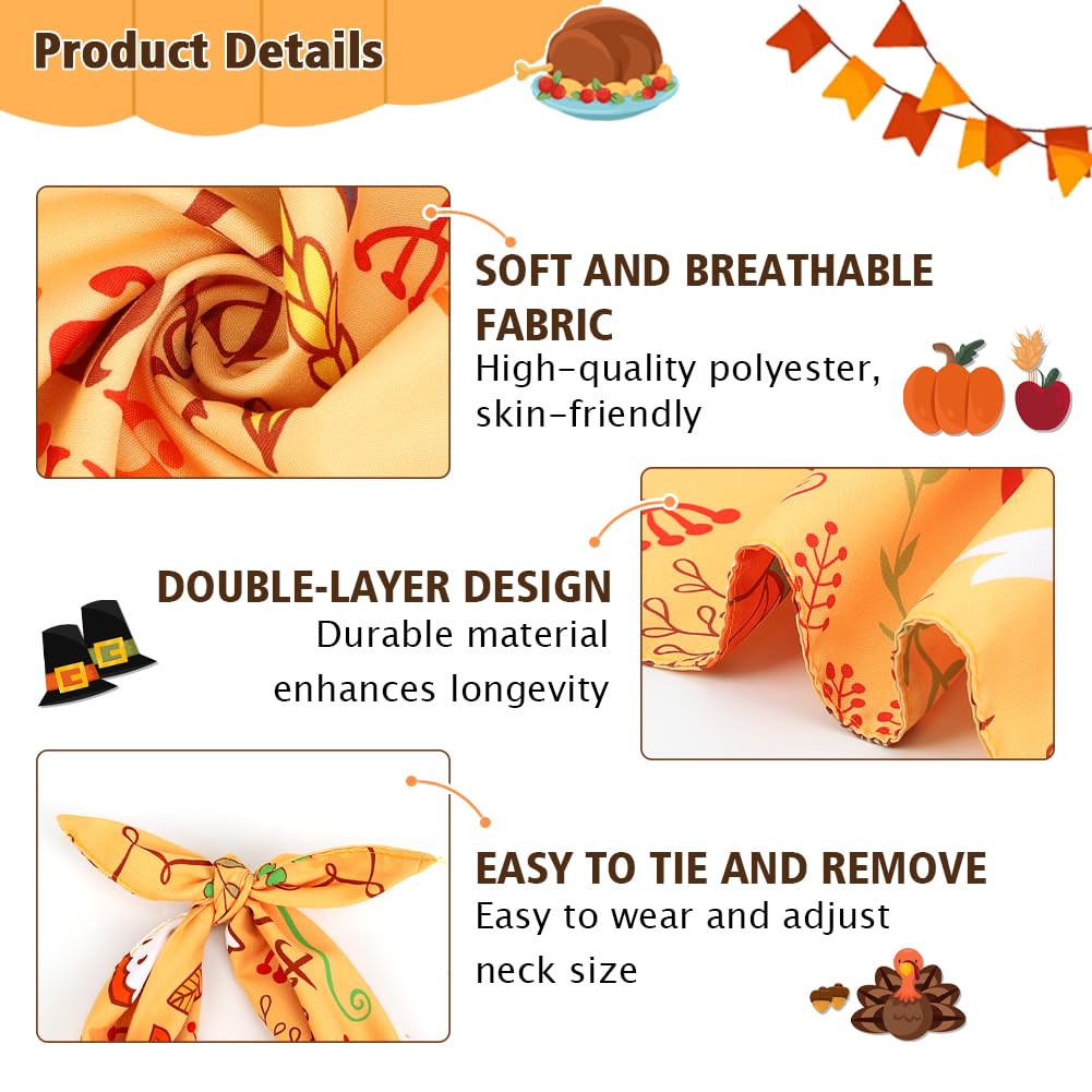 Vivifying Thanksgiving Dog Bandana, 2 Pack Turkey And Pizza Dog Scarves Costumes, Funny Holiday Pet Accessories For Thanksgiving
