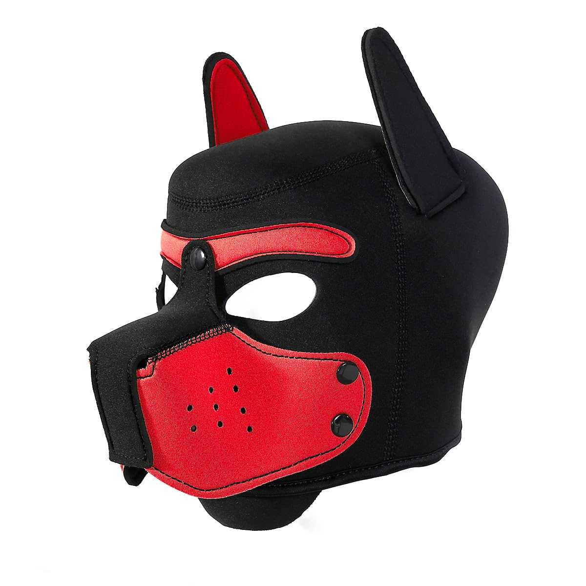 Neoprene Puppy Face Muzzle Dog Removable Full Face Pup Hood Mask (Red, One Size)