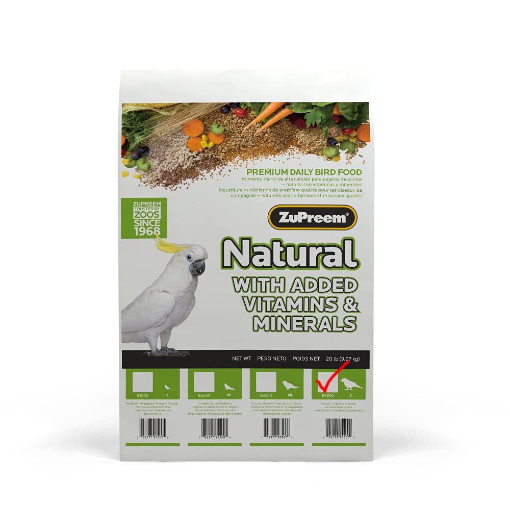 Zupreem 230358 Natural Large Bird Food, 20-Pound,Whites & Tans