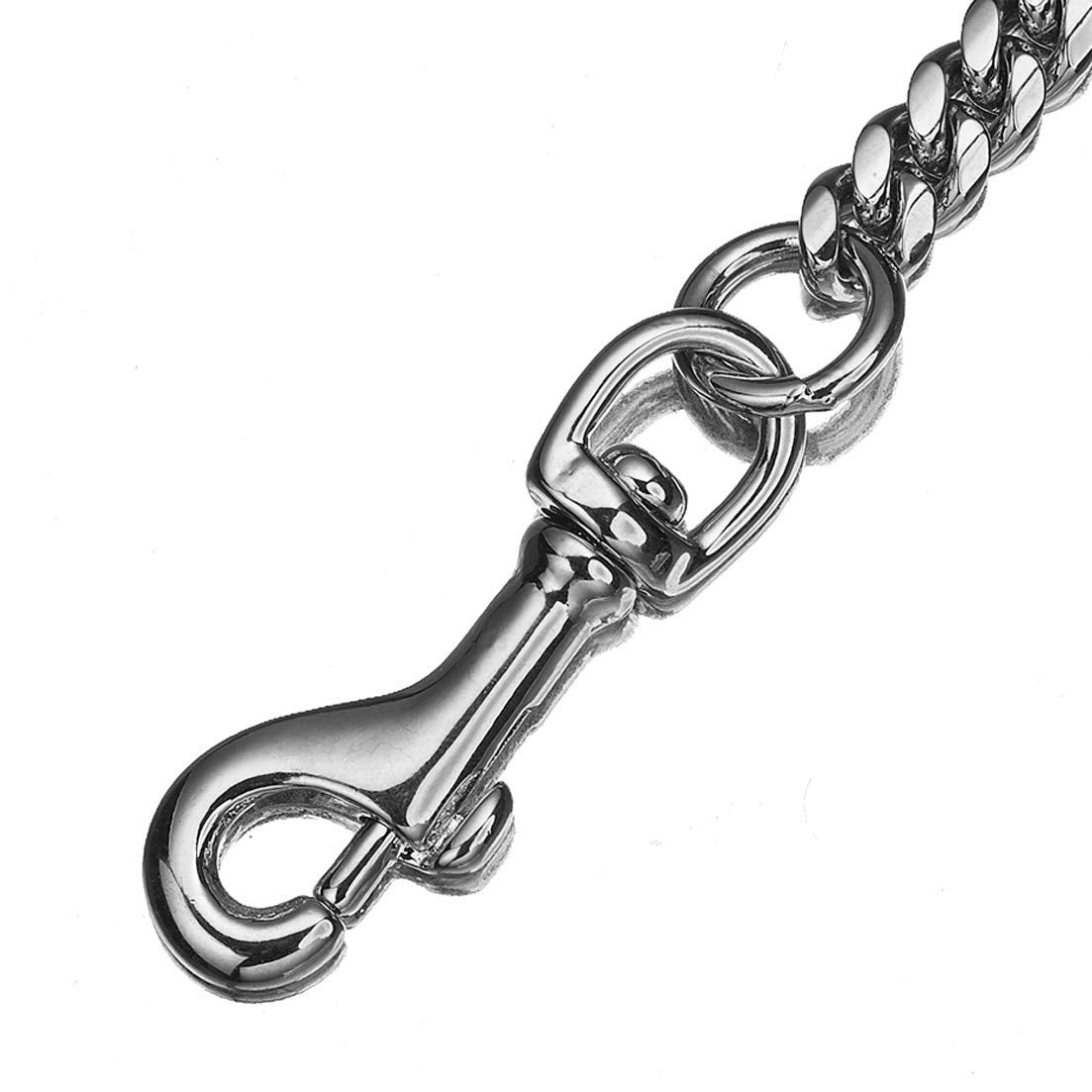 Aiyidi Heavy Duty Stainless Steel Dog Chain Leash, 3FT/4FT/5FT Cuban Link Metal Dog Leashes, for Large Medium Small Dogs, with G
