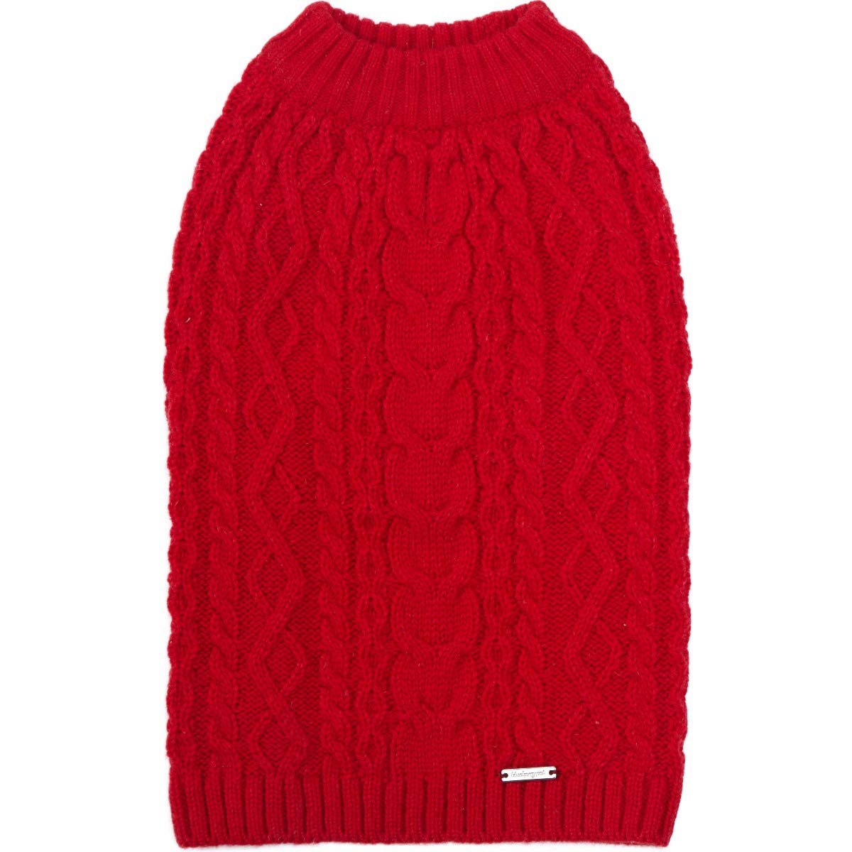 Blueberry Pet Classic Dog Sweater Wool Blend Cable Knit Pullover Crewneck Winter Clothes In Red Danger, Back Length 22'', Large