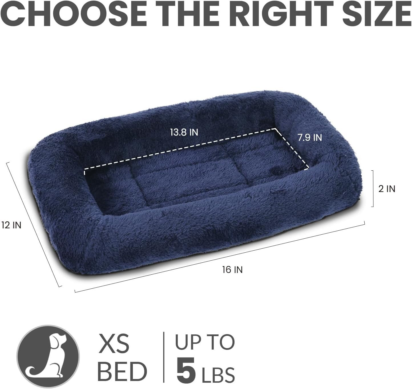 Patas Lague Bolster Dog Bed For Extra Small Dogs 16''X12'', Soft Warm Foam Pet Sofa Bed, Machine Washable Pet Cat Crate Mat For