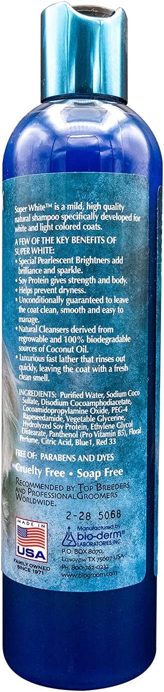 Bio-Groom Super White Dog Shampoo ?Whitening Pet Shampoo, Dog Bathing Supplies, Puppy Wash, Dog Grooming Supplies, Cruelty-Free, Made In Usa, Coat Brightener Shampoo ?12 Fl Oz 3-Pack