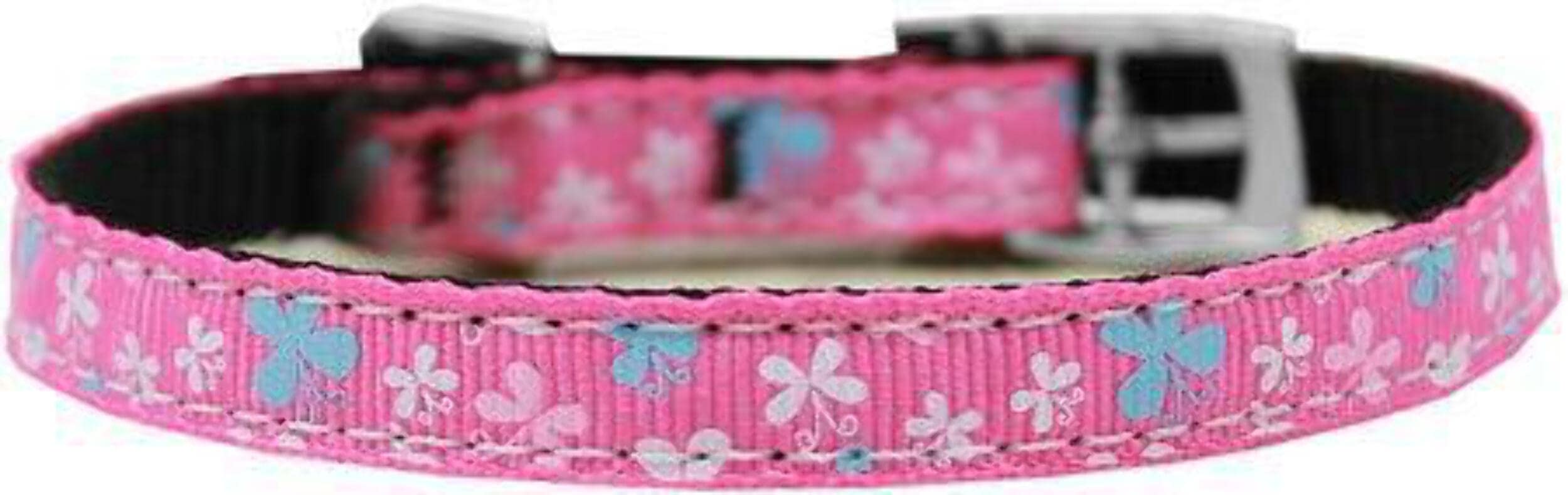 Mirage Pet Products Butterfly Nylon Dog Collar with Classic Buckle, Size 16, White