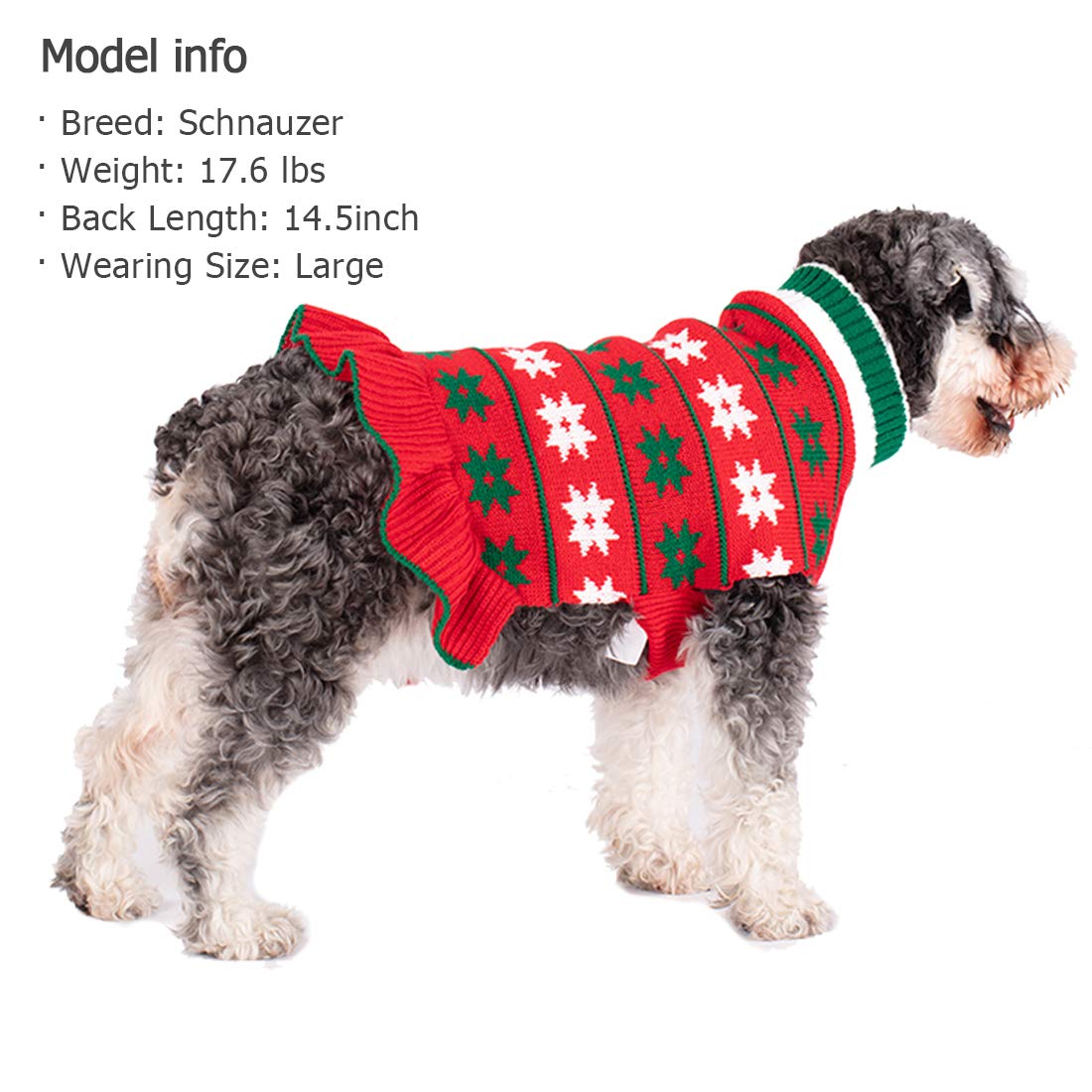 Kyeese Christmas Dog Sweater Dress Turtleneck Dogs Pullover Knit For Medium Dogs With Leash Hole Fall Winter Warm Dog Sweater Cute