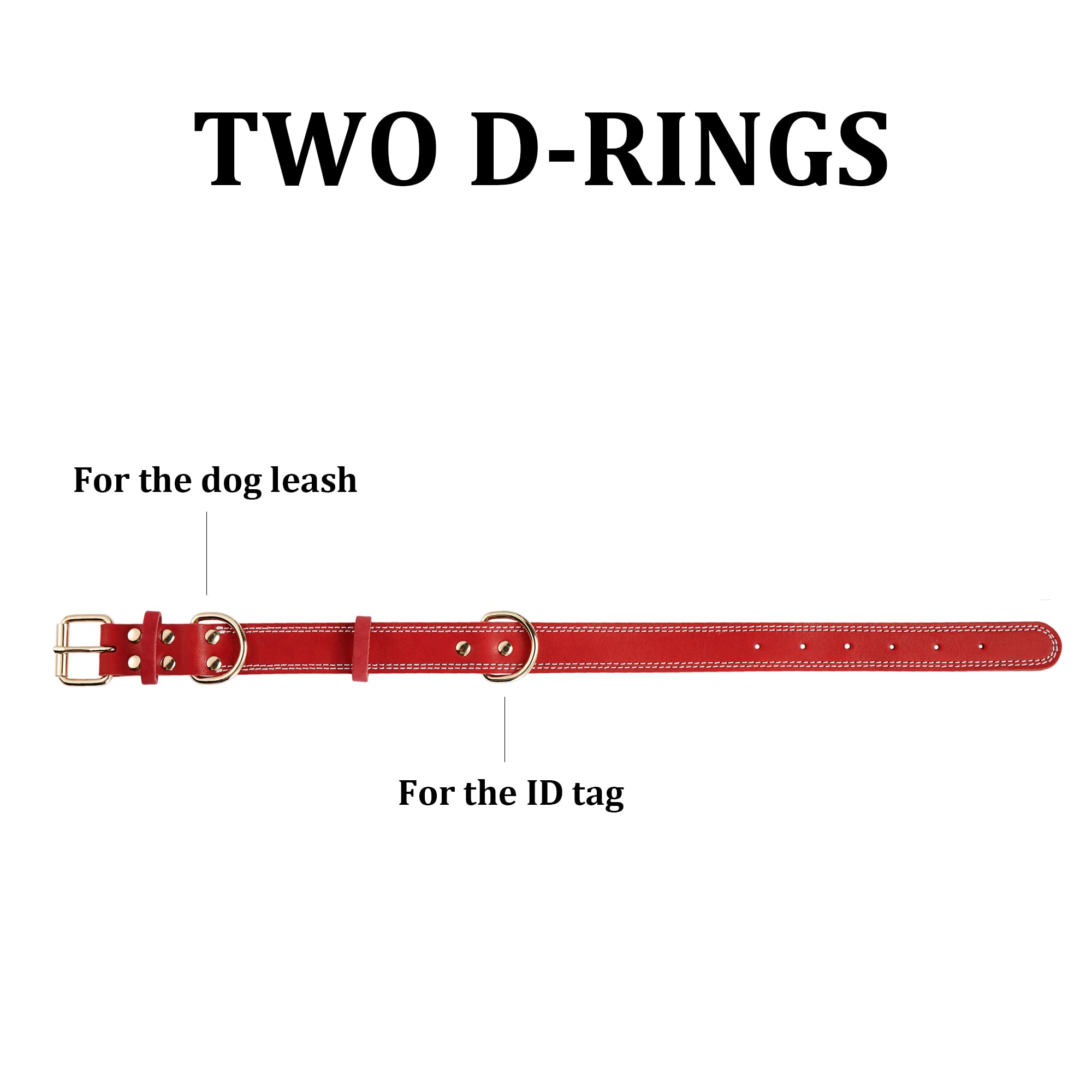 Daihaqiko Dog Collar,Genuine Leather Dog Collar,Heavy Duty Dog Collar For Small,Medium,Large And Extra Large Dog (M: 1'' Wide Fo