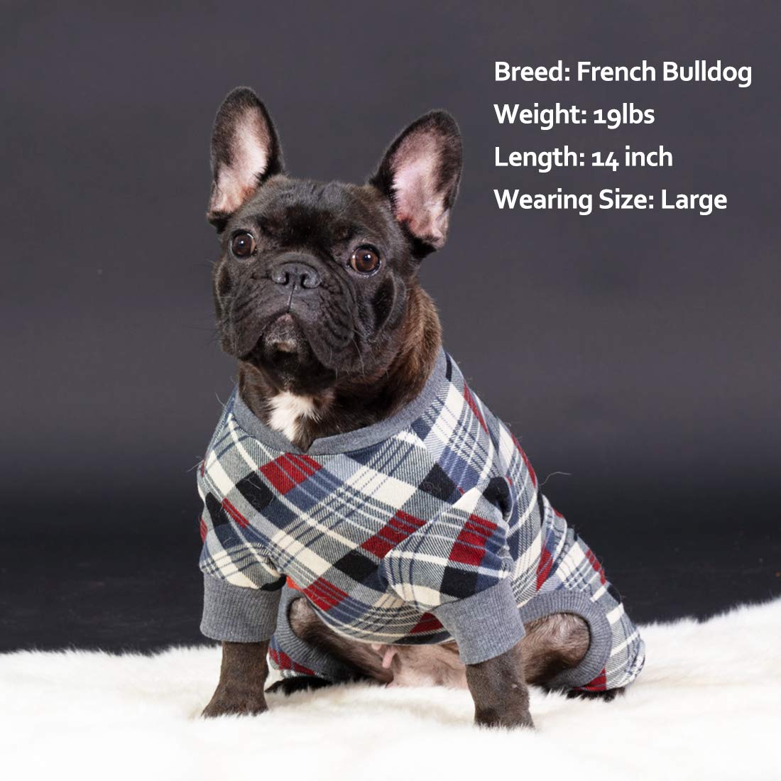 Kyeese Dogs Pajama Plaid Soft Material Lightweight Dog Pajamas Onesie Pet Pjs Dog Hair Cover Dog Clothes