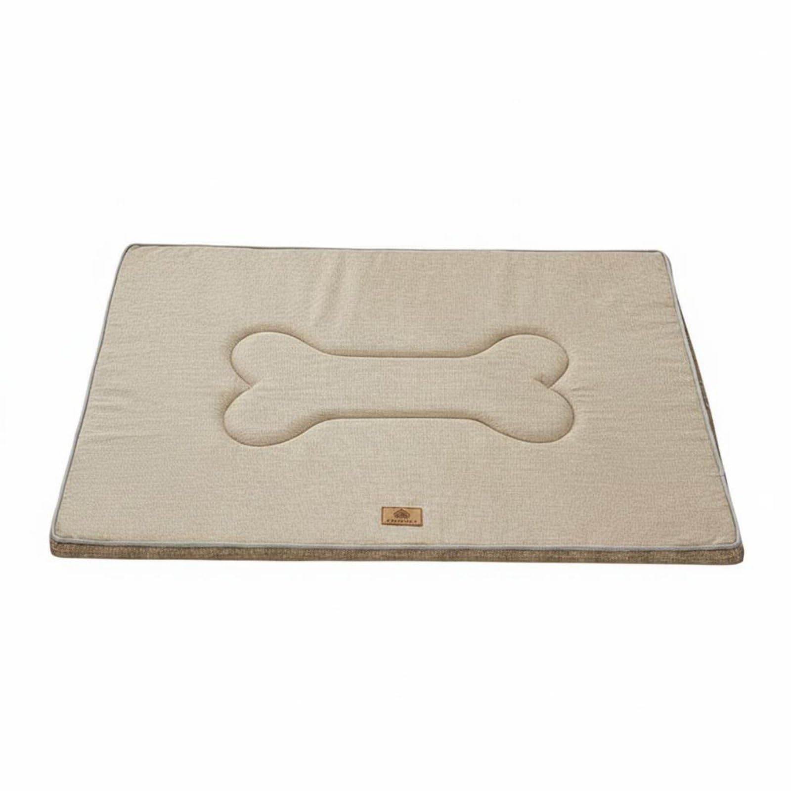 CLOVRIX AllSeason Use Cooling Pet Mat Scratch Resistant NonSlip Sleeping Pad for Dogs, Cats, L, Khaki Linen 3D | Blankets Dog