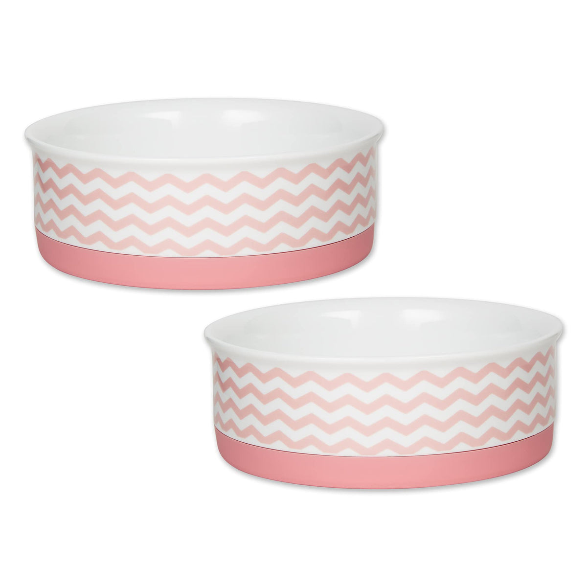 Bone Dry Ceramic Pet Collection Chevron, Medium Set, 6X2, Pink, 2 Piece