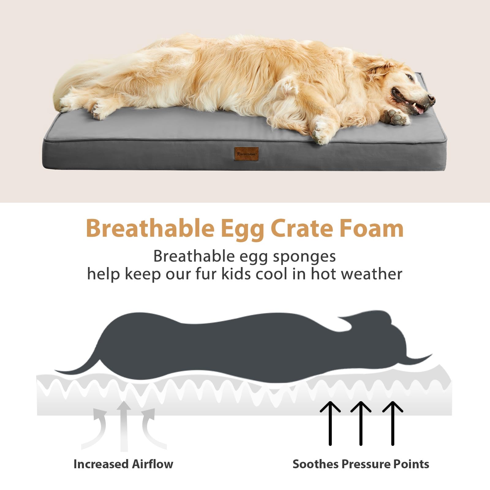 Bfpethome Outdoor Dog Bed For Large Dogs, Waterproof, Orthopedic With Removable Washable Cover, Egg Crate Foam Mat (30 X 20In, B