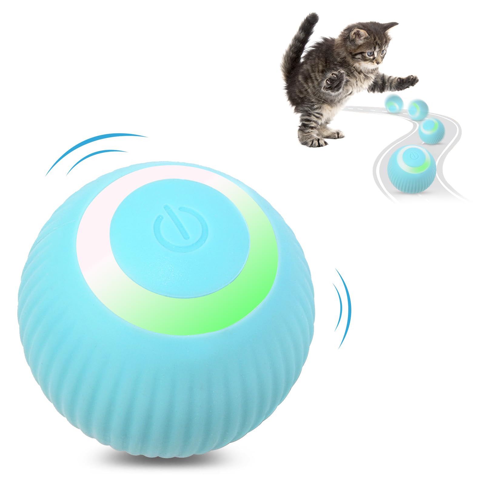 Petbobi Interactive Cat Toy Ball - Automatic Cat Toy With Led Light, Usb Rechargeable Self Moving Ball, Indoor Active Rolling To