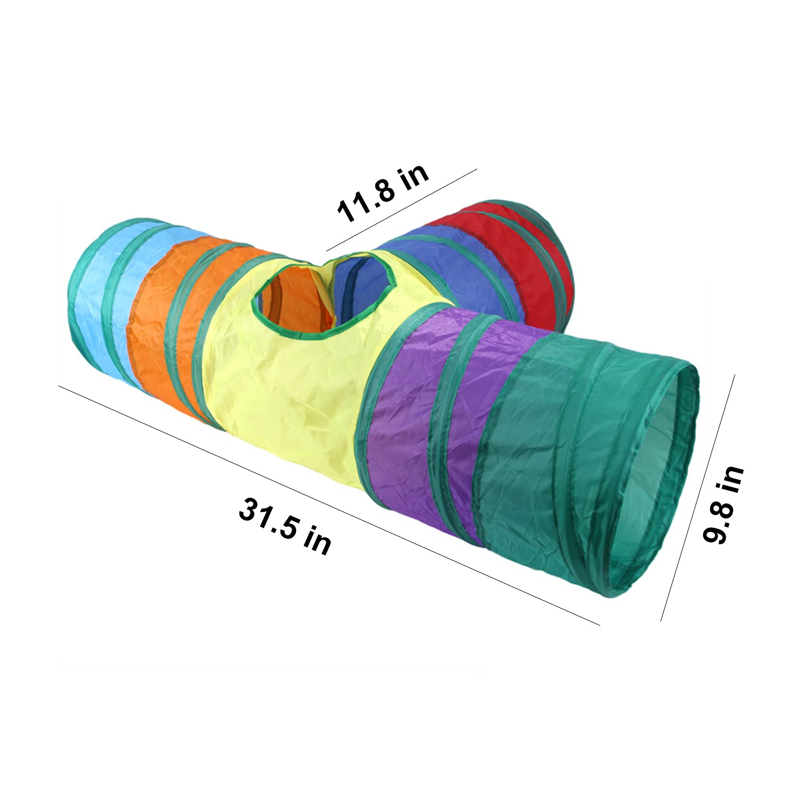 32Pcs Cat Toys Kitten Interactive Pet Toys Assortments, Foldable Rainbow Tunnel, Teaser Wand Fluffy Mouse Crinkle Balls Bell Pla