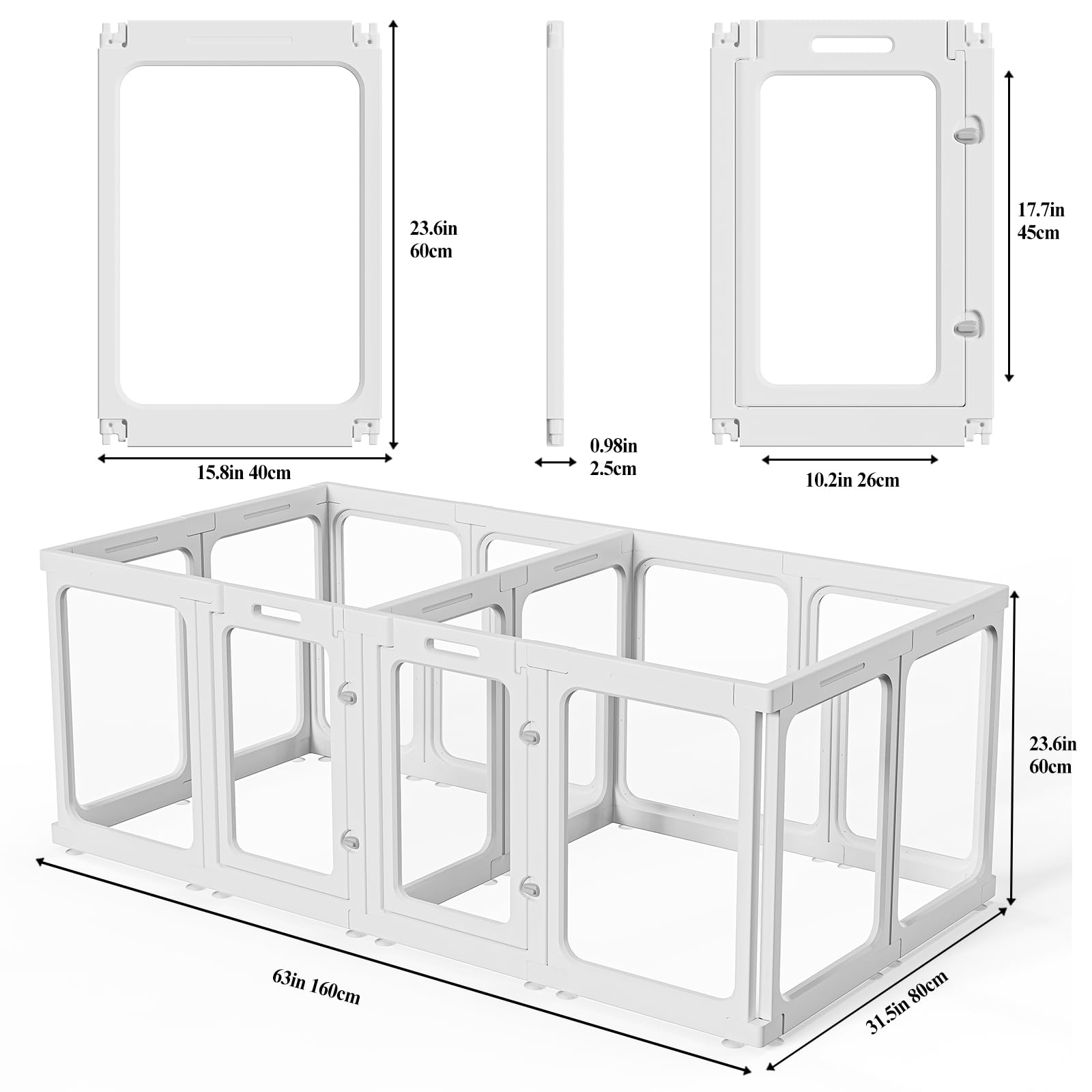 Aoole Clear Acrylic Dog Playpen With Door, For Puppy Cat Rabbit Transparent Pet Pen, Dog Playpen Indoor, Dog Fence, Easy Assembl