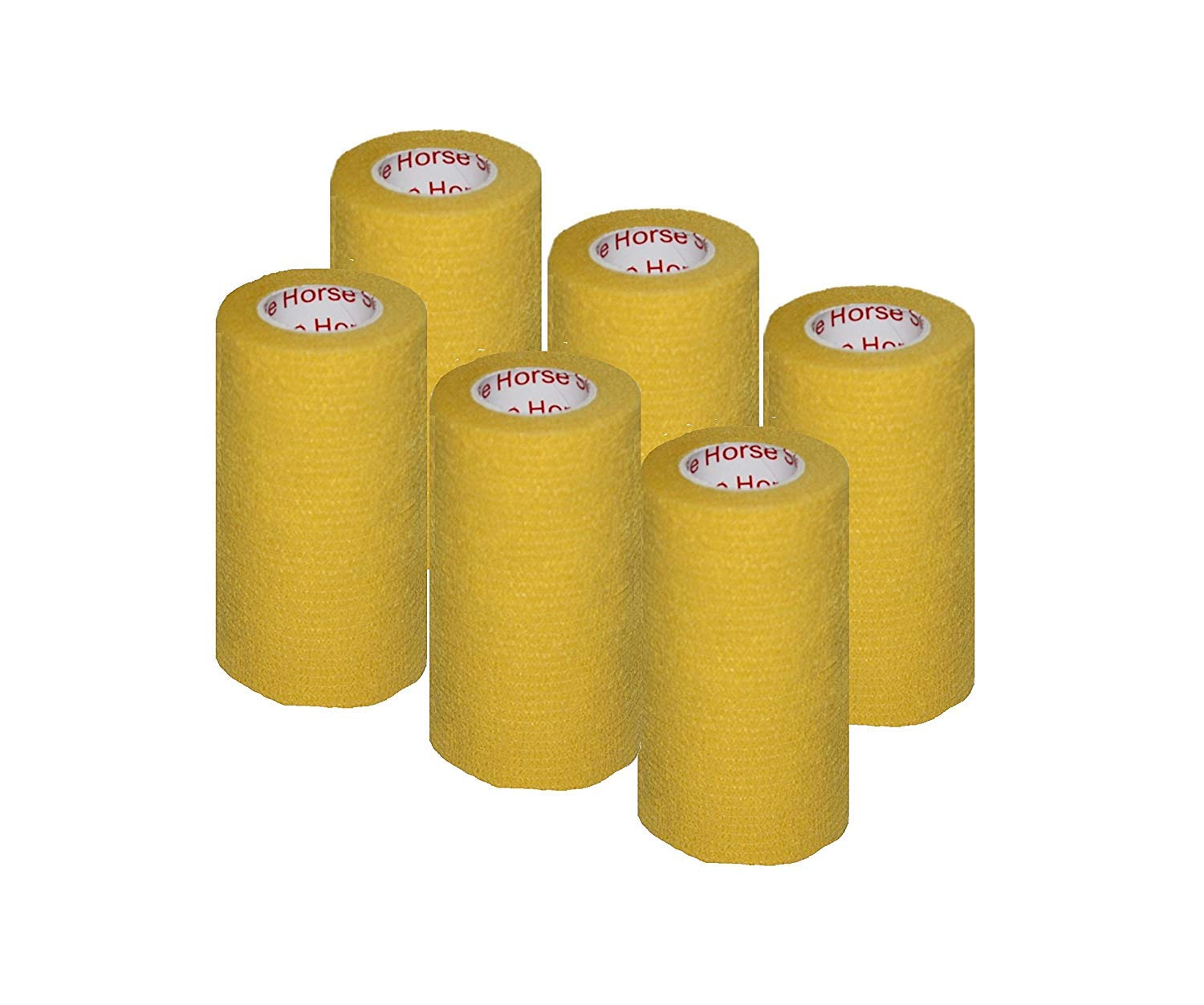 3 Inch Vet Wrap Tape Bulk (Yellow) (Pack of 6) Self Adhesive Adherent Adhering Flex Bandage Grip Roll for Dog Cat Pet Horse