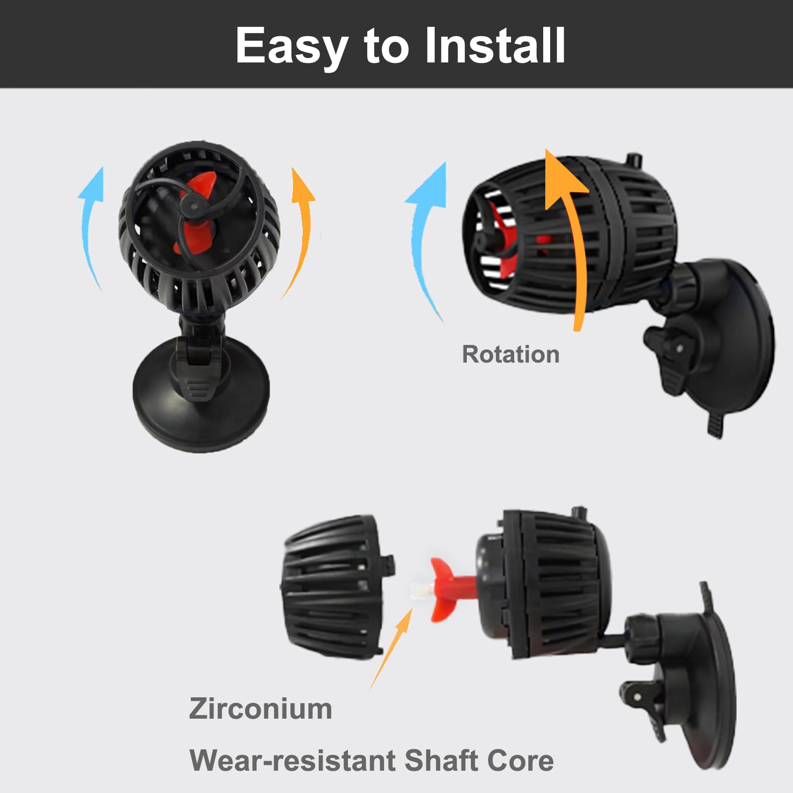 Carefree Fish Aquarium DC12V 10W Wave Maker 4 Level Adjustable Flow Rate Powerhead 1500Gph Wave Pump for 10~60Gal Freshwater and