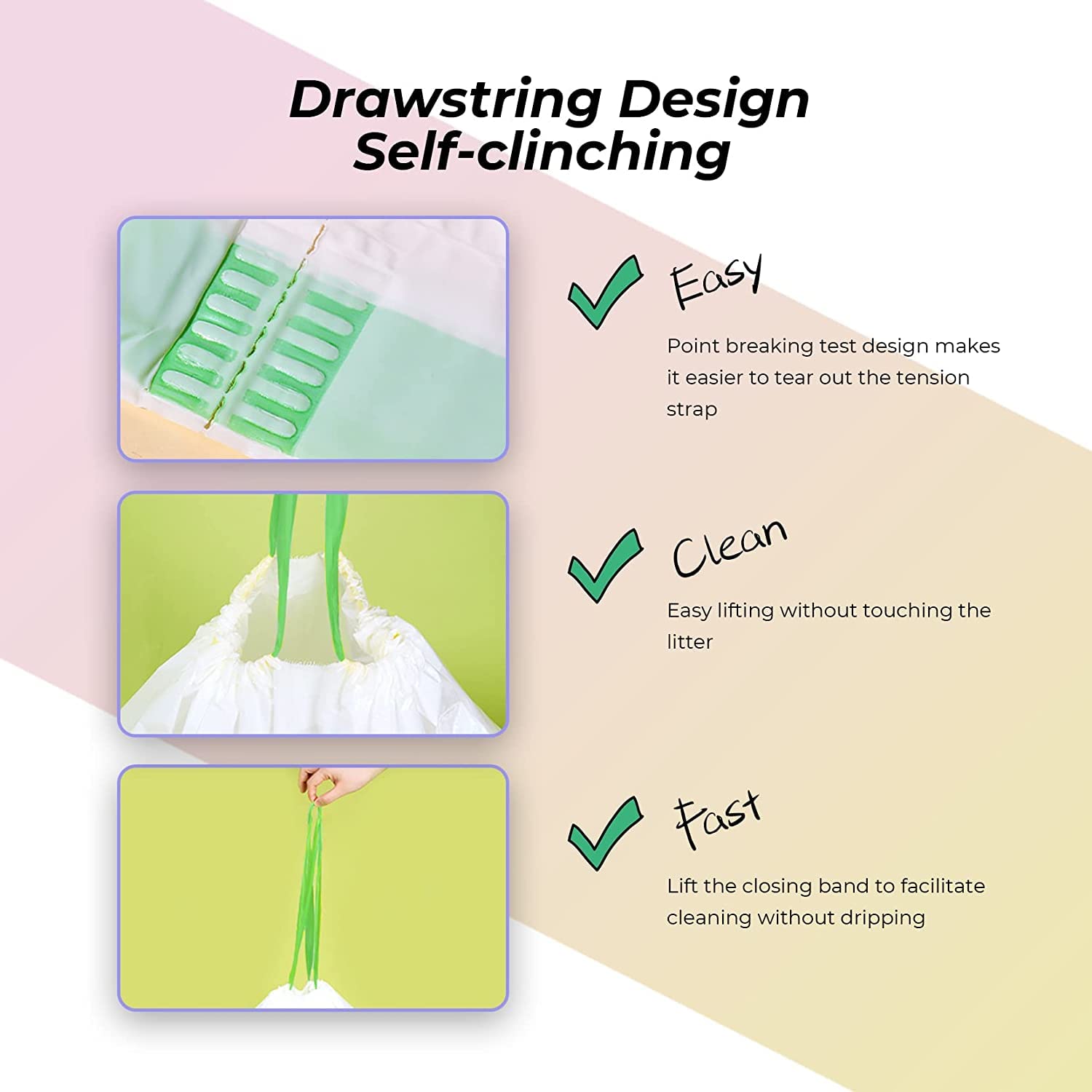 Kropbom Cat Litter Box Liners,20 Count 46' X 19' Jumbo Extra Large Heavy Duty Litter Pan Liner Bags With Drawstring For Pet Ca