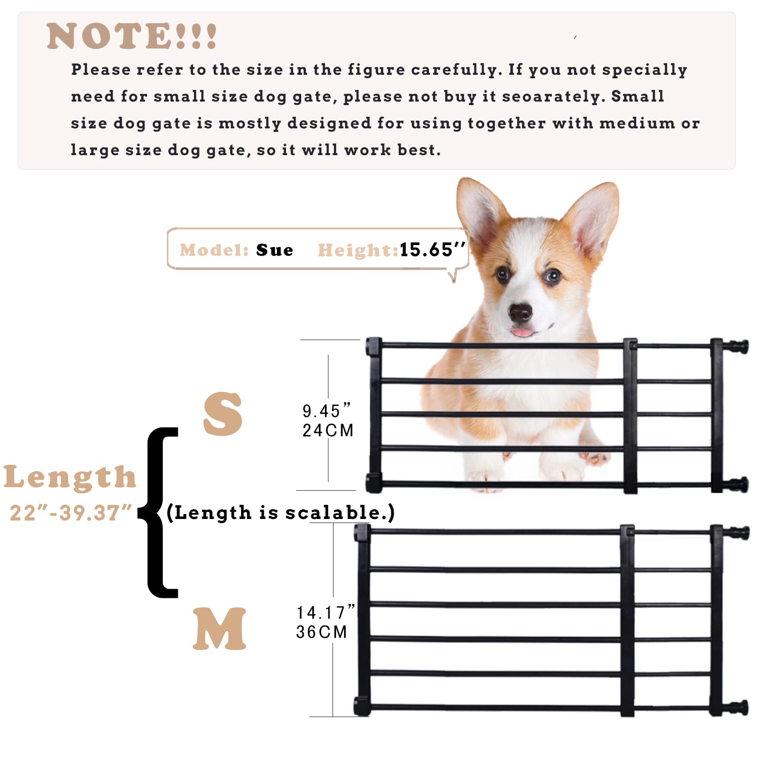 Short Dog Gate Expandable Dog Gate 22-39.37 to Step Over,Pressure Mount Small Pet Gate,Low Pet Gate-Adjustable,Puppy Gate Indoor