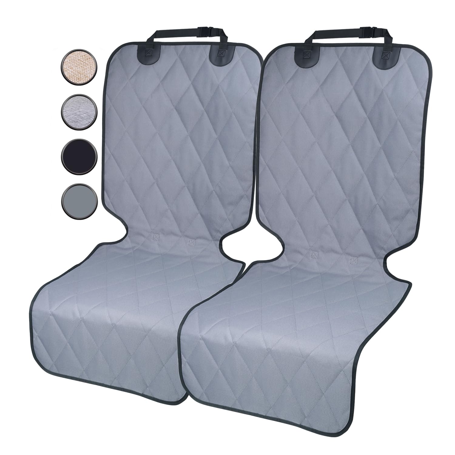 VIVAGLORY Front Dog Seat Covers, 2PACK No-Skirt Design 4 Layers Quilted & Durable 600D Oxford Seat Protector Against Fur & Dirt,