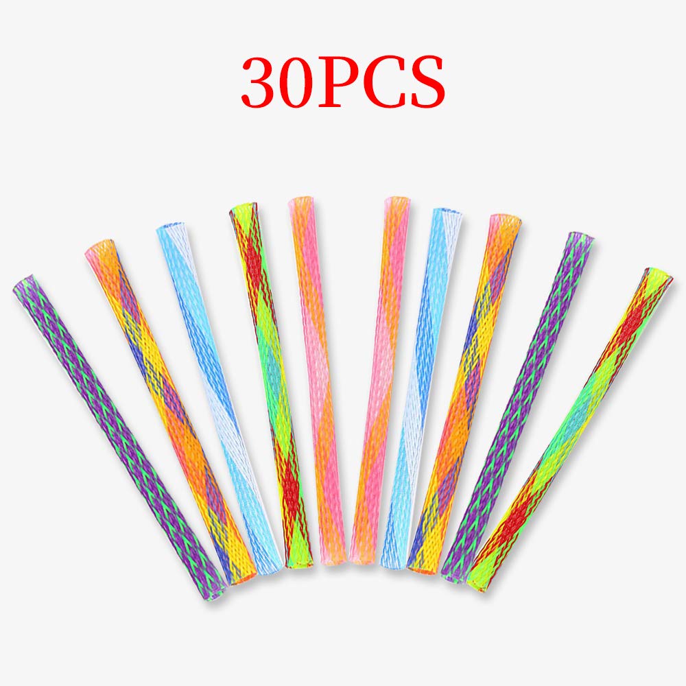 Wishlotus Cat Toys, 30Pcs Interactive Cat Toy Colorful Cat Stick Toy Telescopic Cat Mesh Pole Cat Jumping Toy Flexible & Shapeable Cat Spring Tube Kitten Chew Toys To Kill Time And Keep Fit (30Pcs)