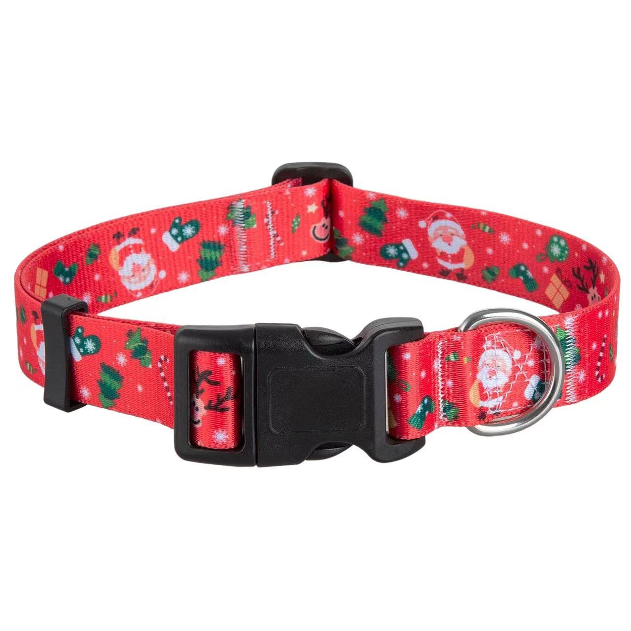 Hqyddmi Christmas Dog Collar With Santa Print, Soft Comfortable Adjustable Collars For Small Medium Large Dogs(Christmas,L)