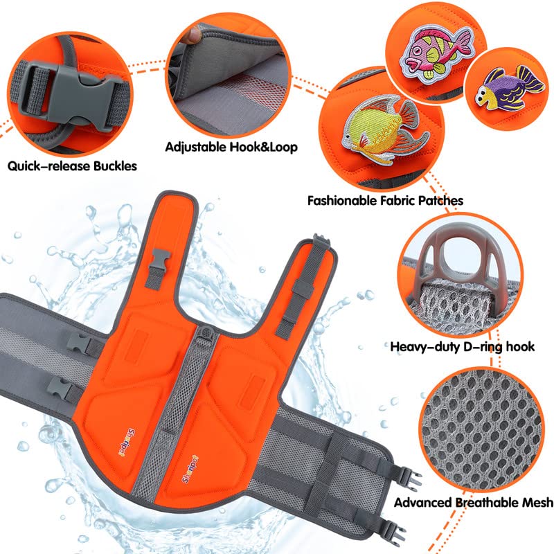 Sheripet Dog Life Jacket, Good Visibility Dog Life Vests For Swimming With Reflective Stripes And Rescue Handle, Pet Flotation V