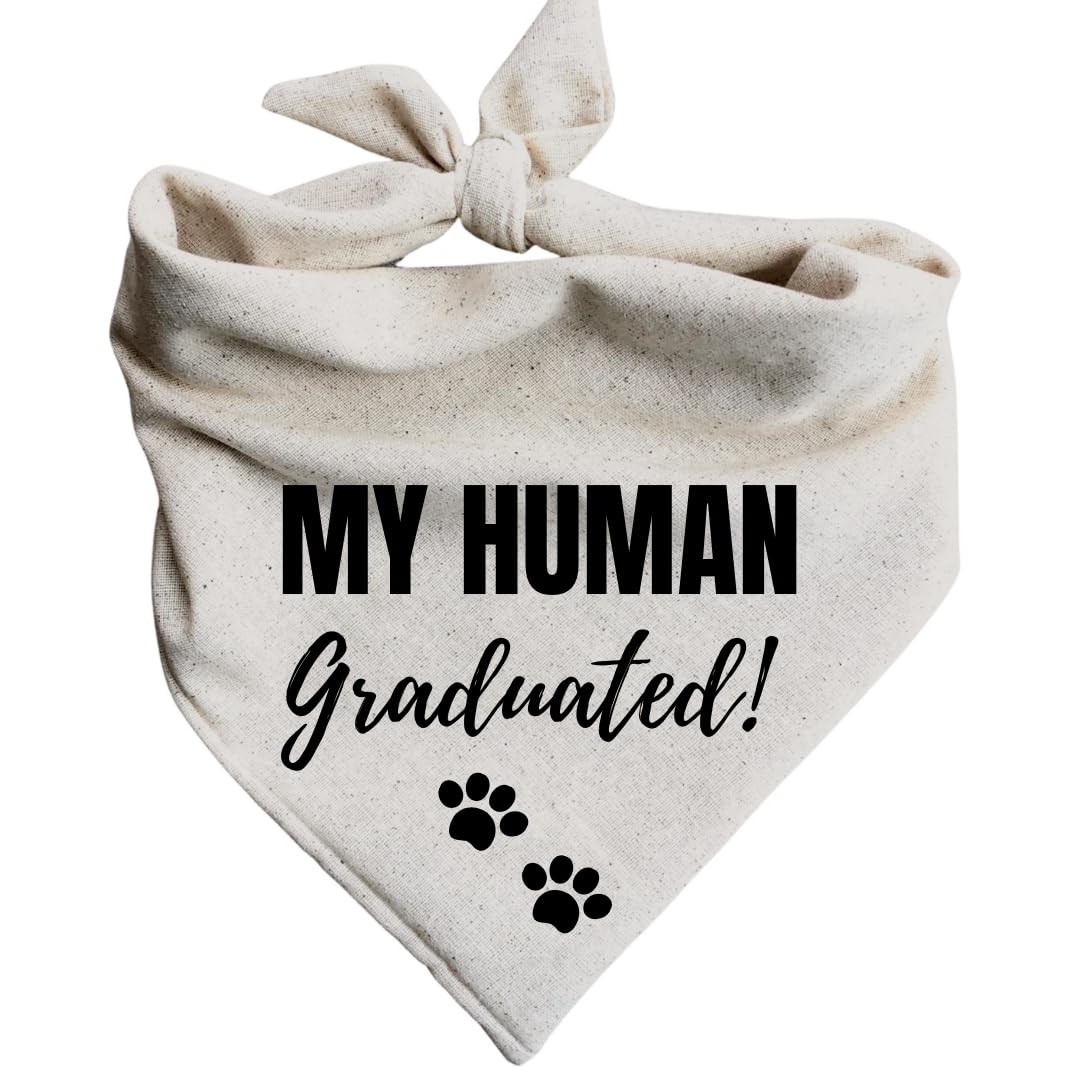 My Human Graduated! Dog Bandana Minimal Cream Beige Graduation (Medium)
