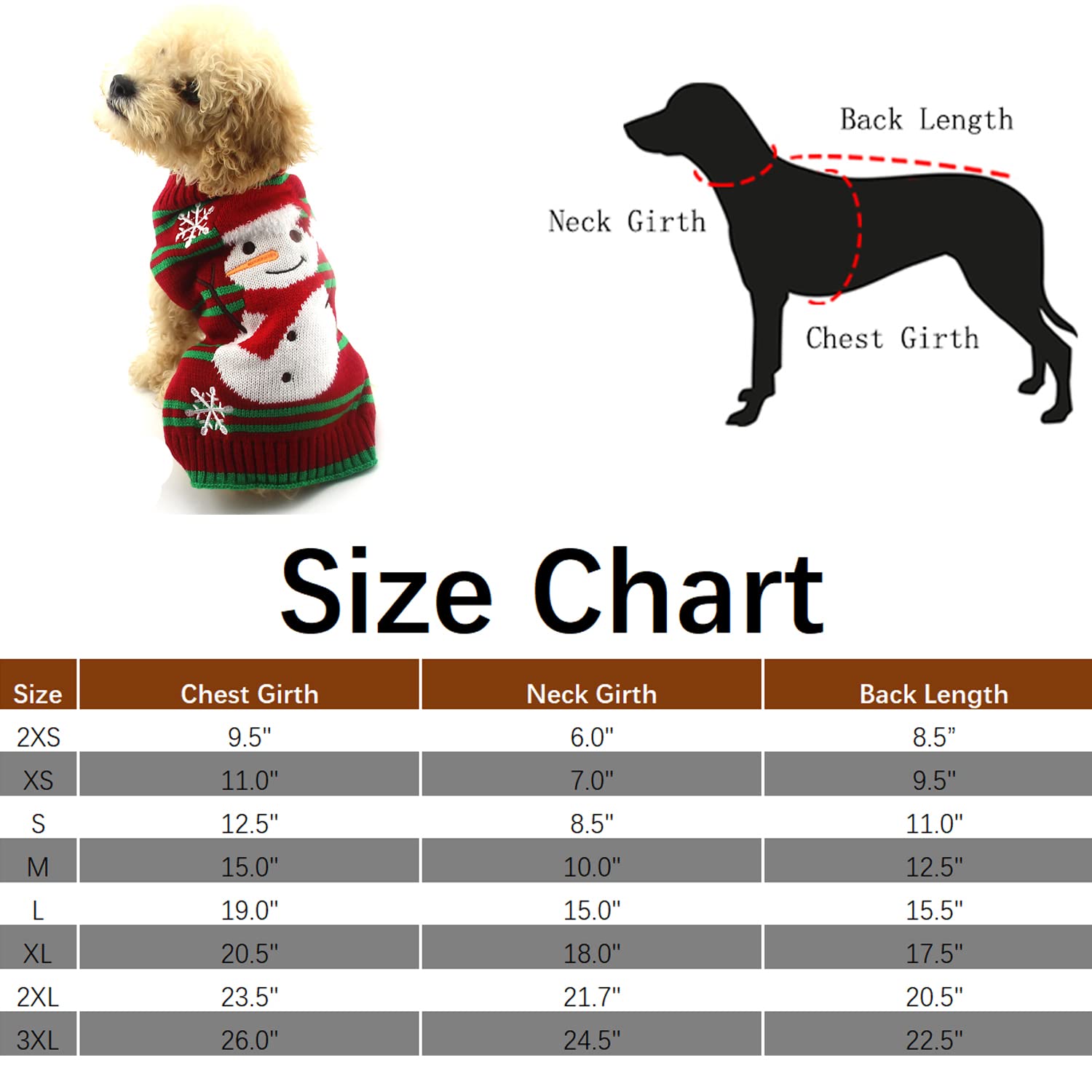 Nacoco Dog Snow Sweaters Thick Snowman Sweaters Xmas Dog Holiday Sweaters New Year Christmas Sweater Pet Clothes For Small Dog And Cat(Thick Snowman,Xs)