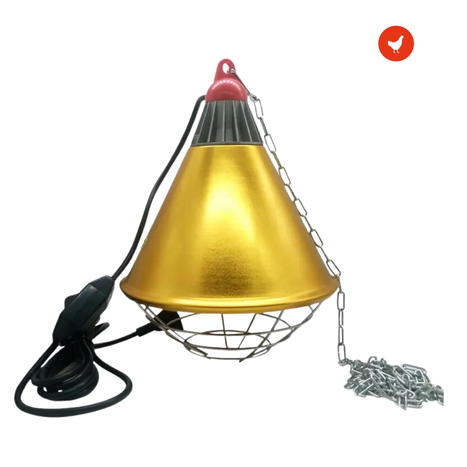 Ma poule express Heat Lamp Bulb with Aluminium Base - 2-Pcs Set of 8-inch Golden Base and 250W Infrared Light Bulb - Heating Sys