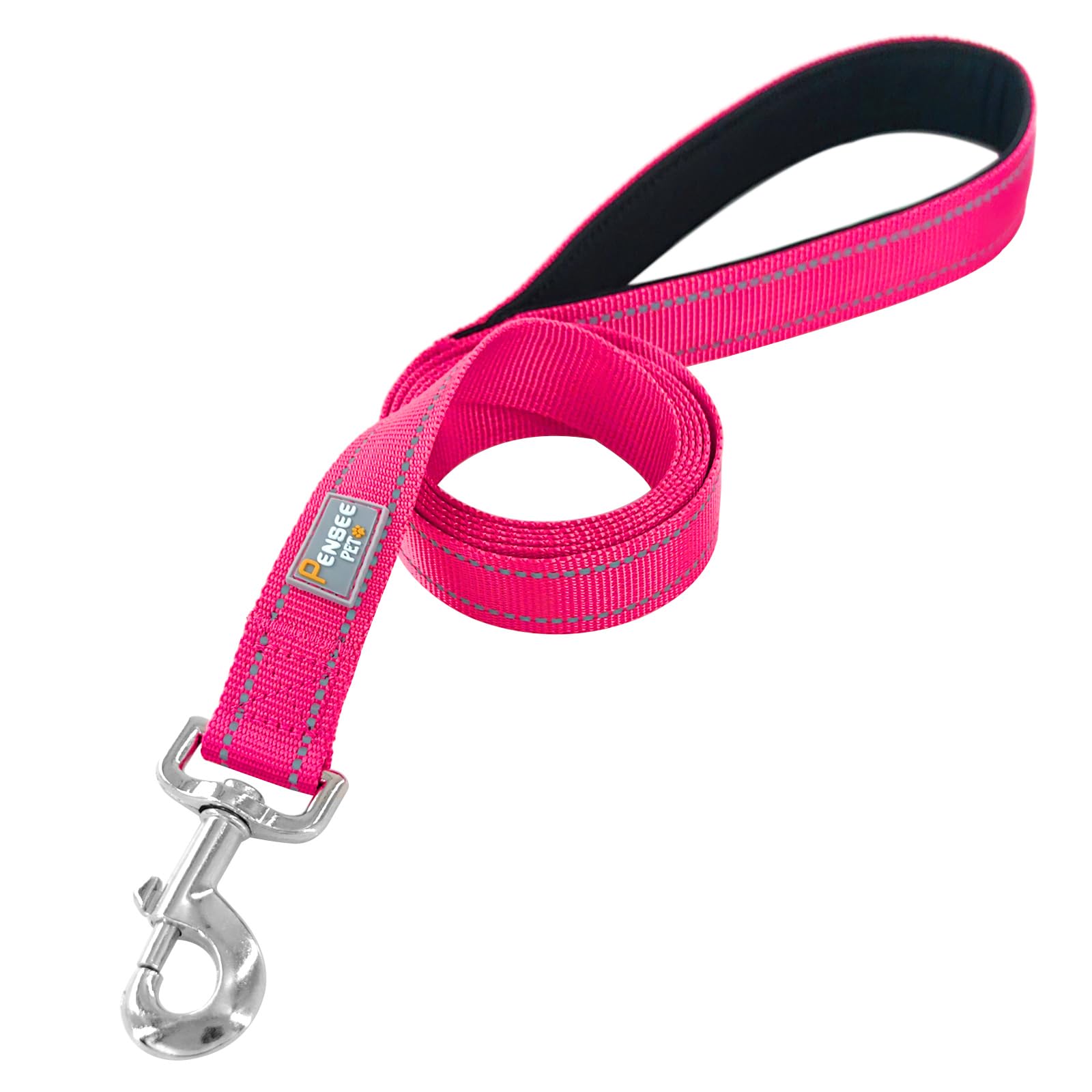 Penseepet Dog Leash 6 Ft Padded Handle Nylon Reflective Dogs Leashes For Small Dogs Hot Pink