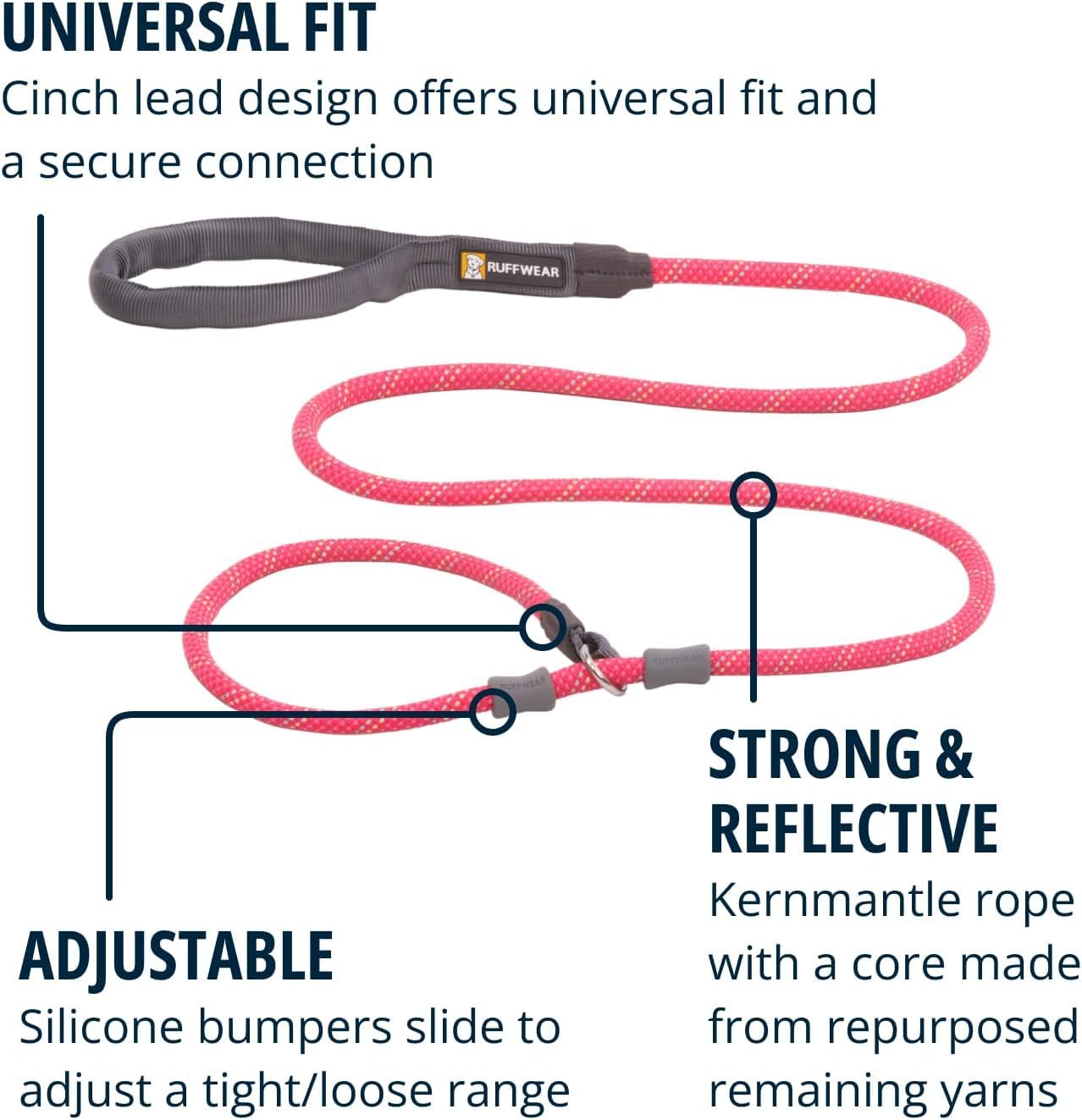 Ruffwear, Just-A-Cinch Dog Leash, 2-In-1 Lead Collar Combination, Slip Lead, Pink