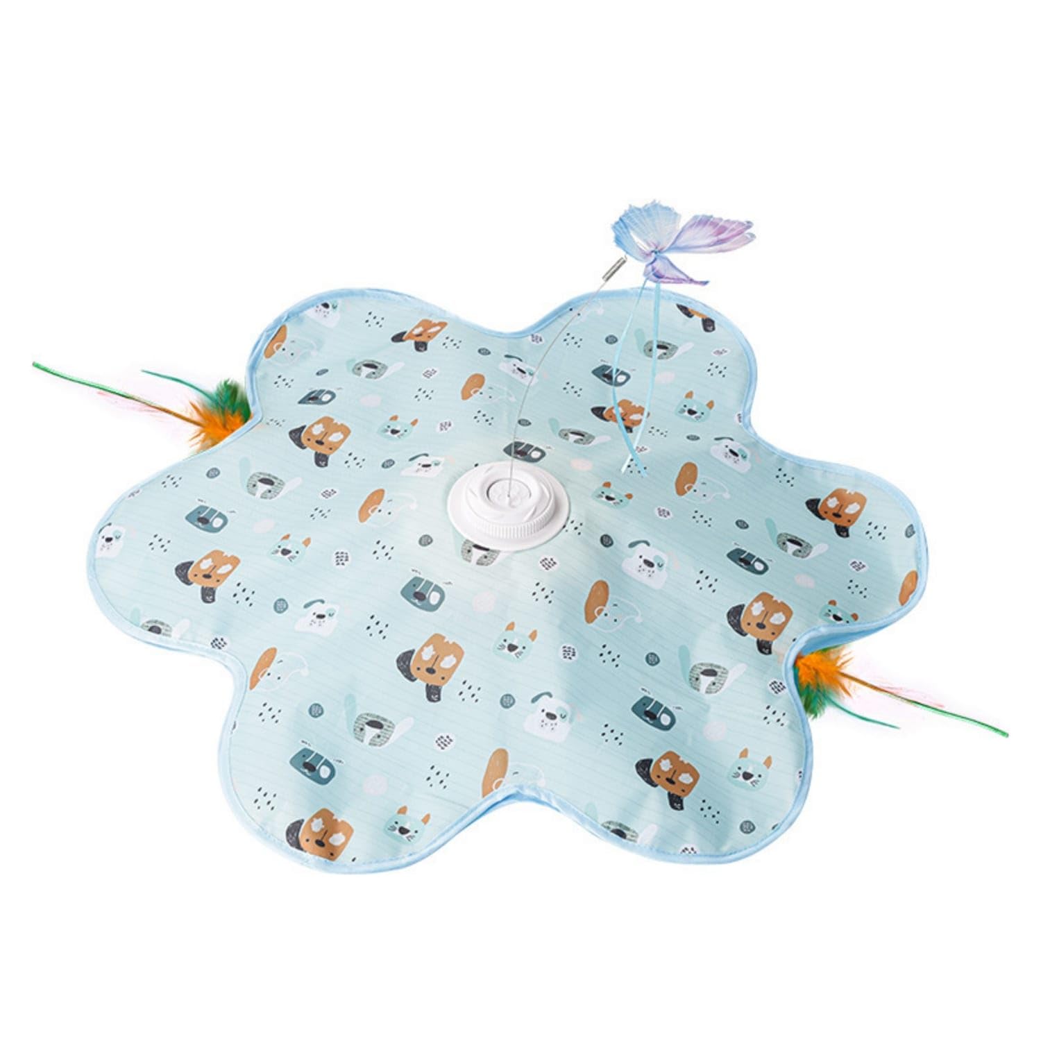 Ecomistiq Flexible Rod FlowerShaped Cat Toy Softerfly Teaser Toy For Cats, Blue