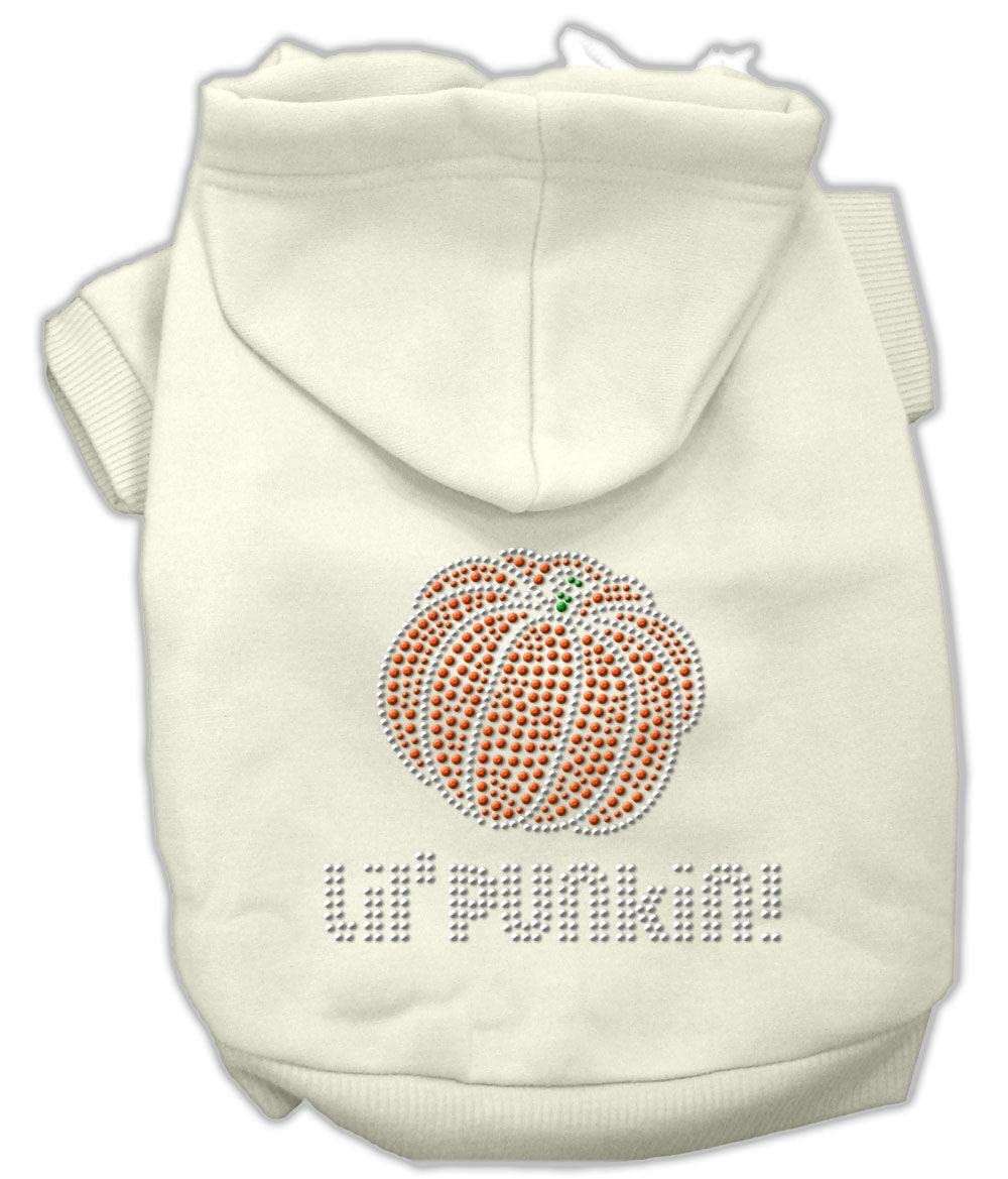 Halloween Pet Dog & Cat Hoodie Rhinestone, &quot;Lil Punkin&quot; Cream SM (3-6 lbs.)