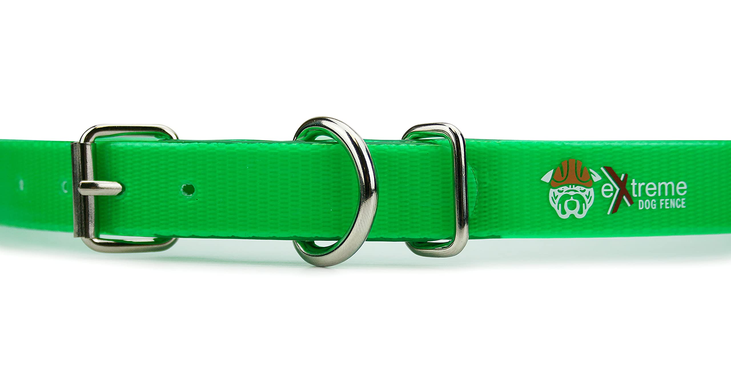 Green 3/4'' Heavy Duty Tpu Coated Nylon Replacement Dog Collar Strap With Metal Buckle For Shock, Bark And Electric + Containmen