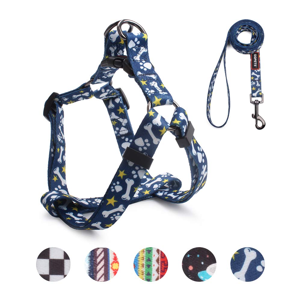 QQPETS Dog Harness Leash Set Adjustable Heavy Duty No Pull Halter Harnesses for Small Medium Large Breed Dogs Back Clip Anti-Twi