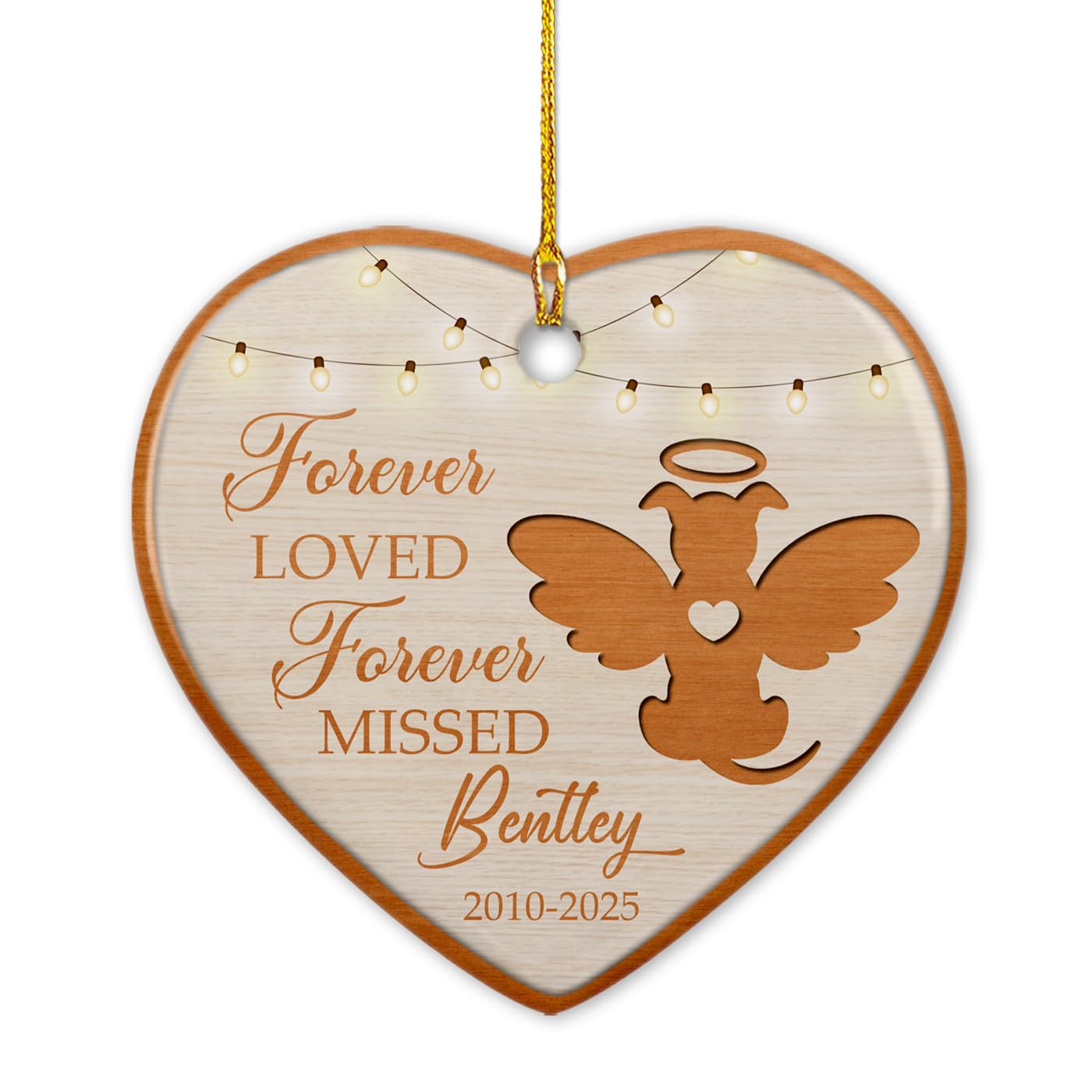 Personalized Dog Forever Loved Forever Missed Ceramic Ornament, Dog Loving Memorial Ornaments Christmas 2025, Custom Name & Year Memorial Dog Ceramic Keepsakes Wooden Style Gift For Hanging Xmas Tree