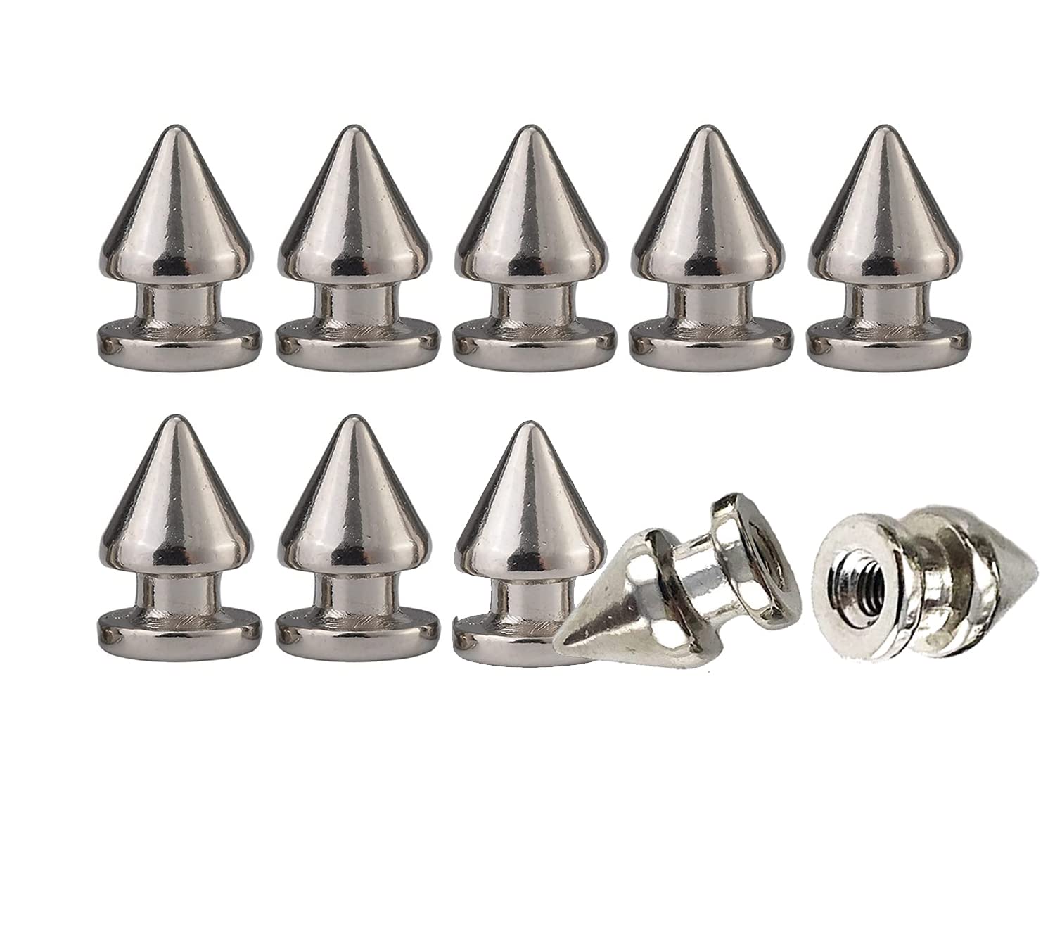 Replacement Metal Spikes For Dowgclub Genuine Leather Spike Dog Collar In Silver Color (Pack Of 10, Silver)