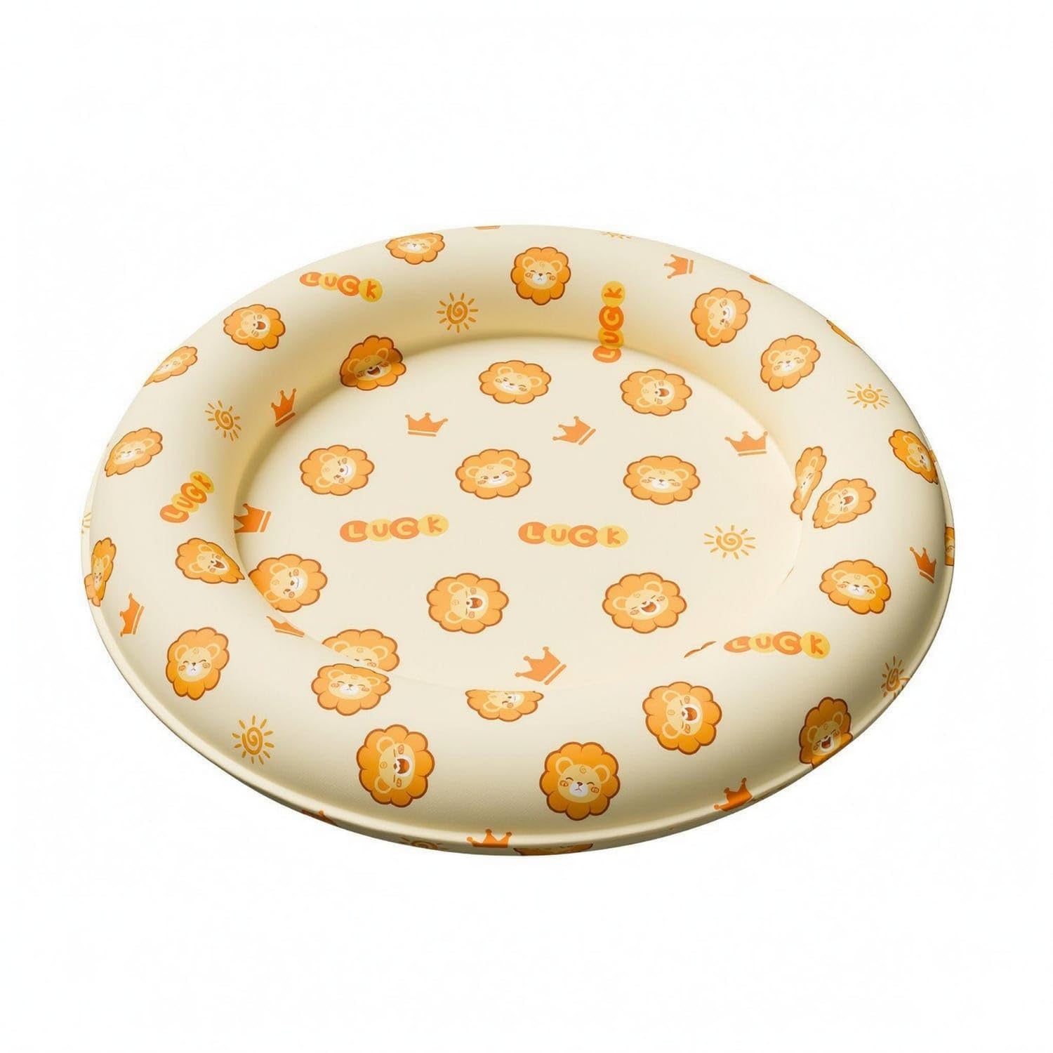 STYLEHEAVEN Raised Rim Donut Pet Bed Recessed Center Padded Rim Pet Bed Padded Cooling, M, Lion Pet Supplies | Small Animal Supp