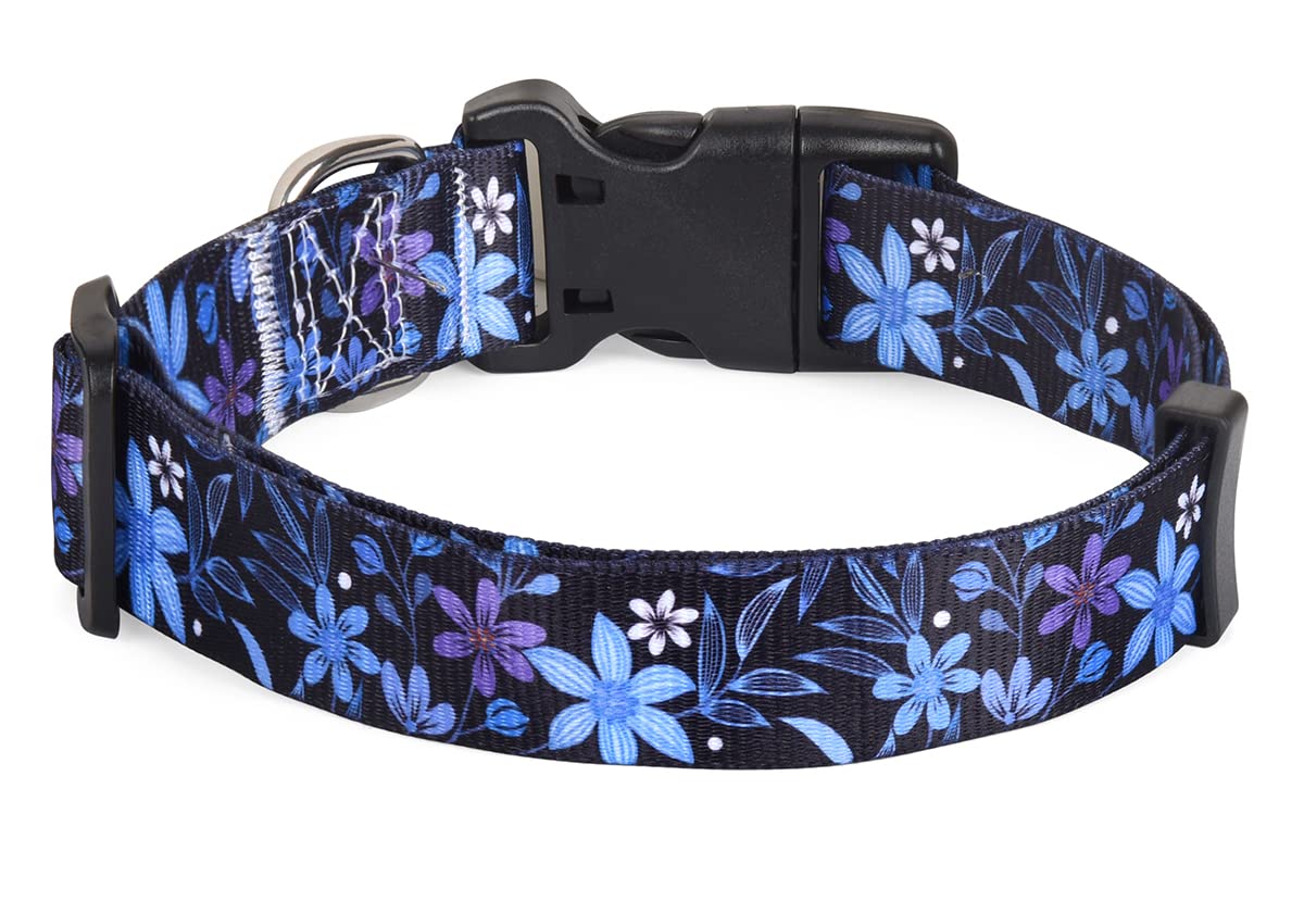 Mihqy Dog Collar With Bohemia Floral Tribal Geometric Patterns - Soft Ethnic Style Collar Adjustable For Small Medium Large Dogs(Floral Blue,Xs)