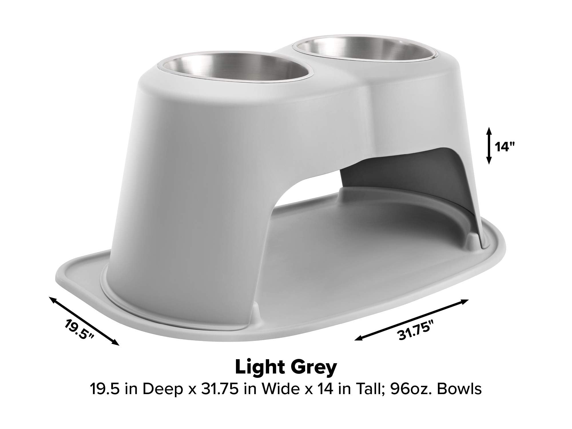 Weathertech Double High Pet Feeding System - Elevated Dog/Cat Bowls - 14 Inch High Light Grey (Dhc9614Lglg)