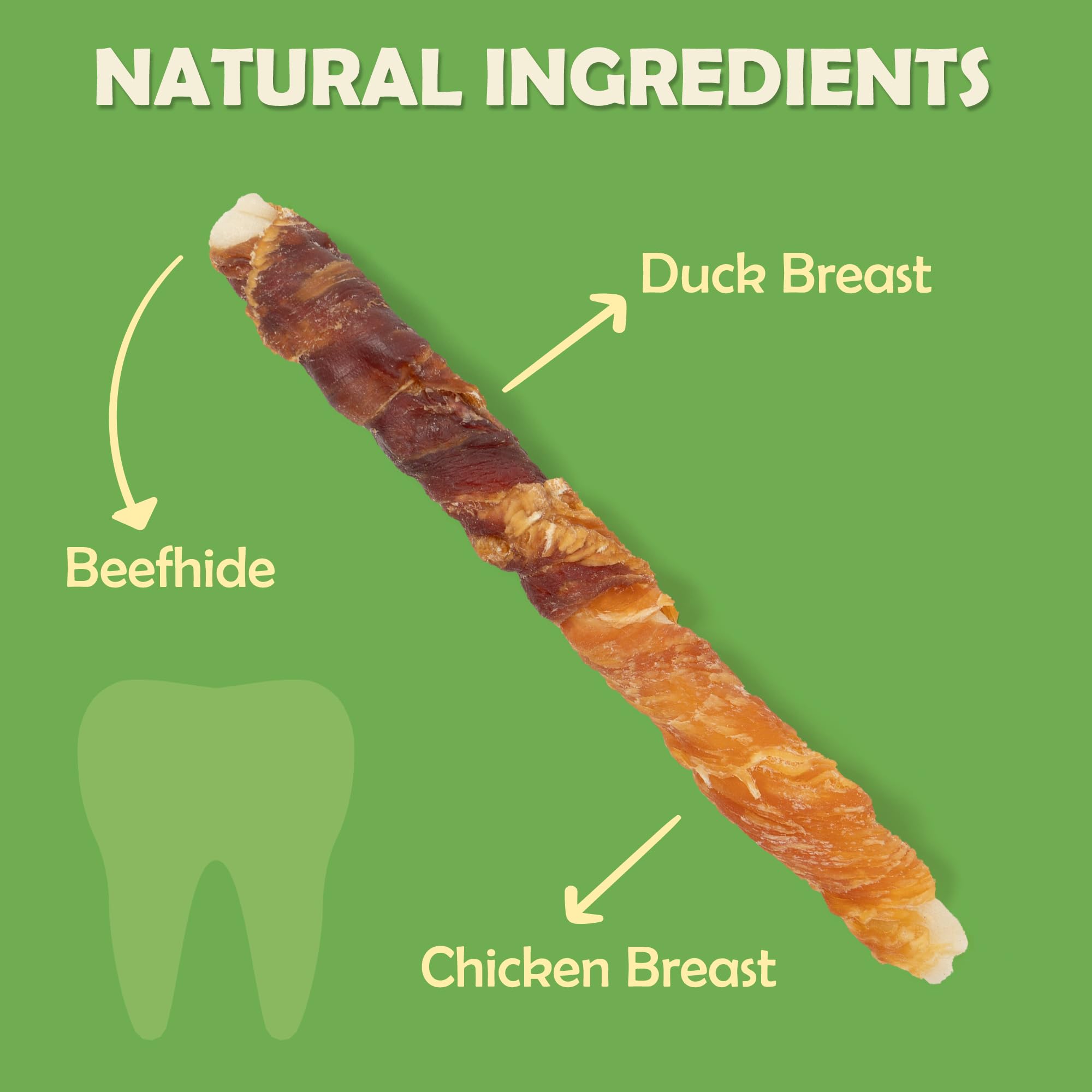 MON2SUN Dog Treats 5 Inch Double Flavor Chicken & Duck Wrapped Rawhide Sticks, Teeth Cleaning for Small Dogs, 21.16 oz (40 Count