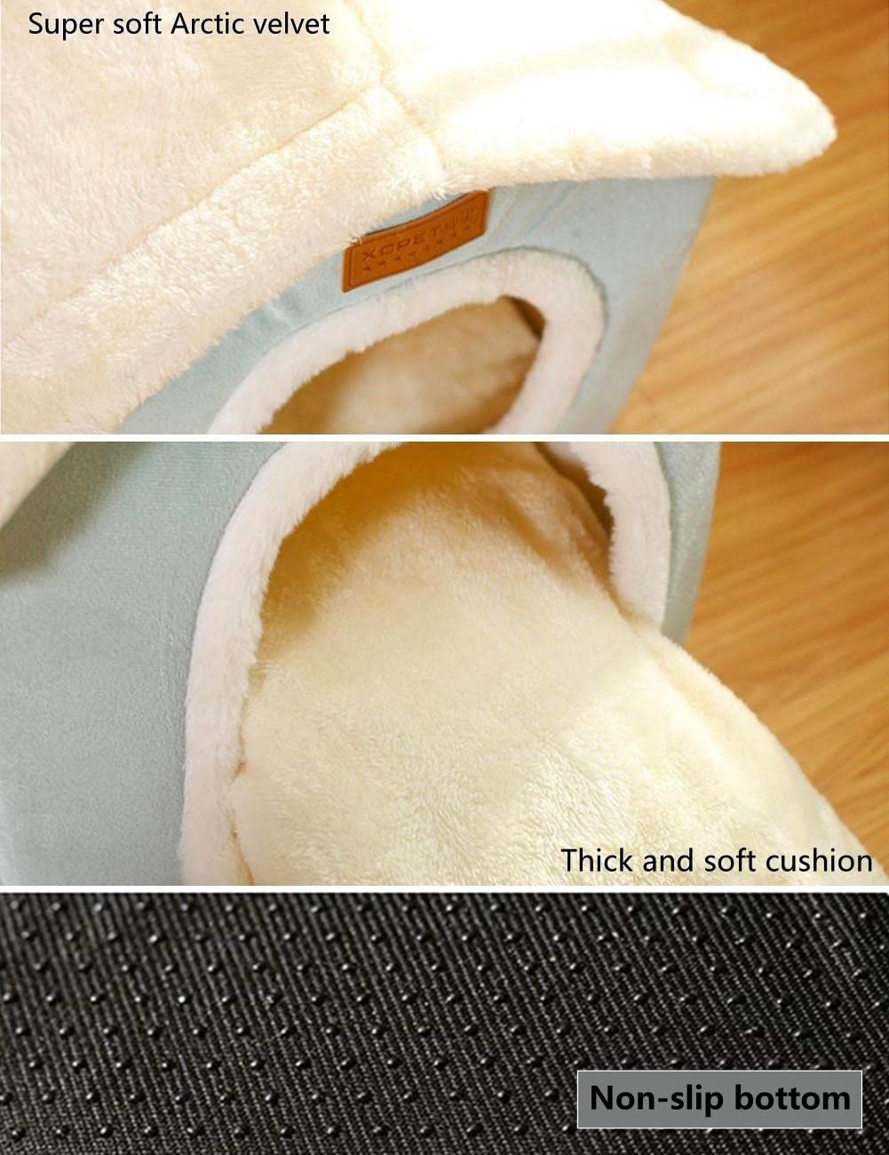 BXEBUI Dog House Indoor Memory Sponge, Foldable Dog House Kennel Bed Mat with Cushion for Small Medium Large Dogs Cats, Winter W