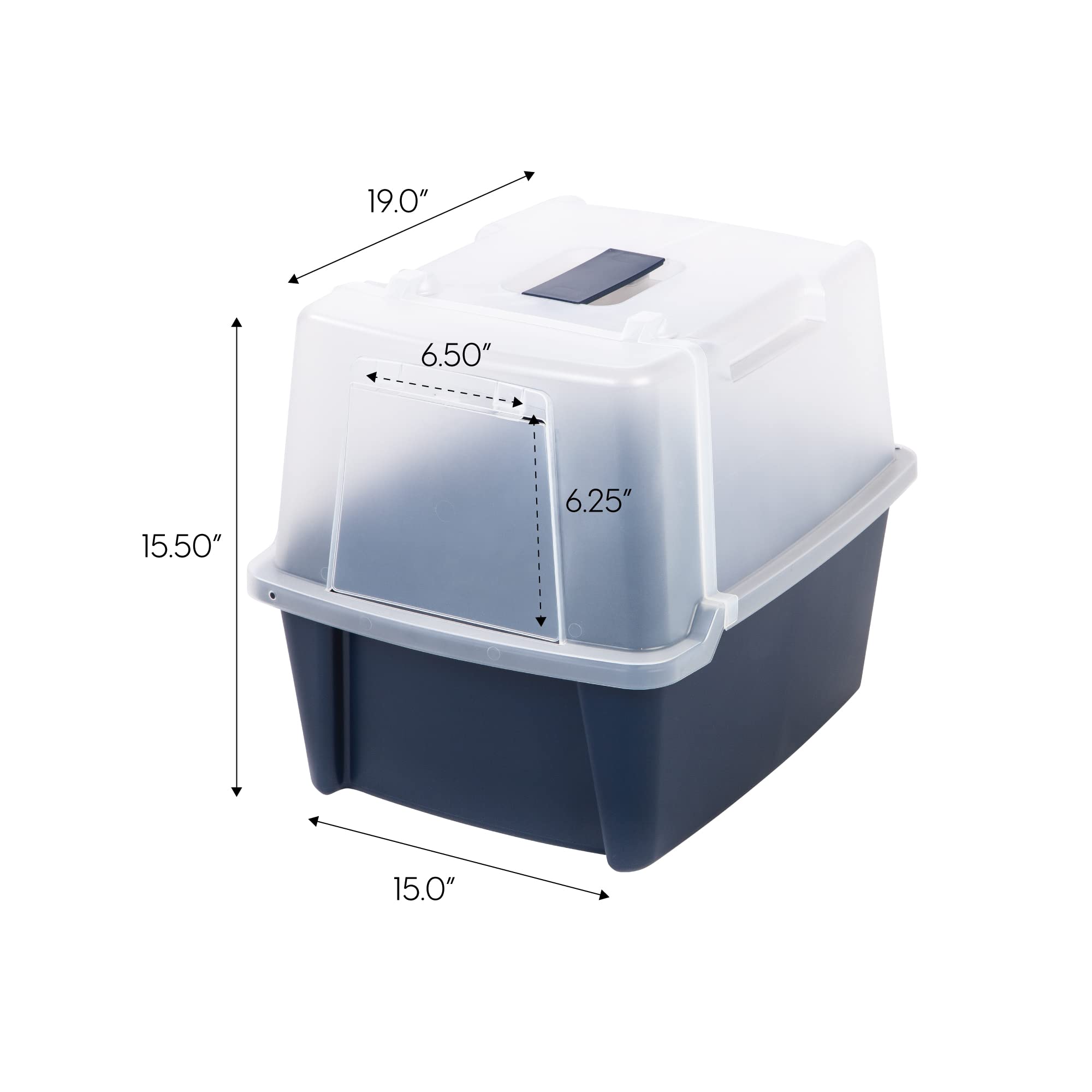 Iris Usa Cat Litter Box, Litter Box Enclosure With Scoop, Split Hood And Front Door Flap, Covered Kitty Litter Box For Privacy, Portable, Easy To Clean, Navy