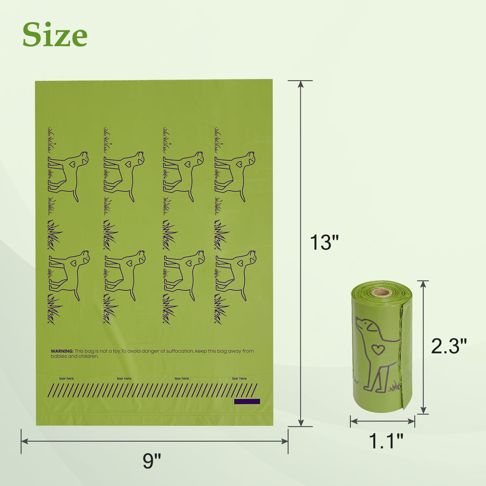 240 Count 13    X 9   Dog Poop Bags Rolls, Leakproof Strong & Sturdy Waste Bags For Doggie Cat Pet