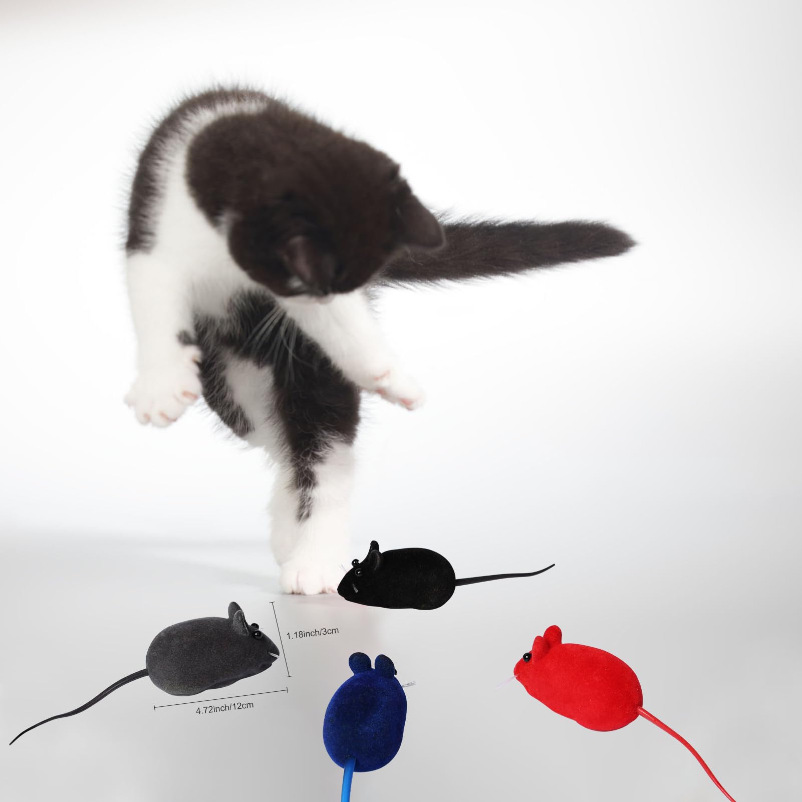 Pumwoy 6Pcs Cat Mouse Toy,Squeaky Kitten Toys,Cat Mice Toys Plastic Body With Thin Velvet,Interactive Cats Toy For Bored Indoor