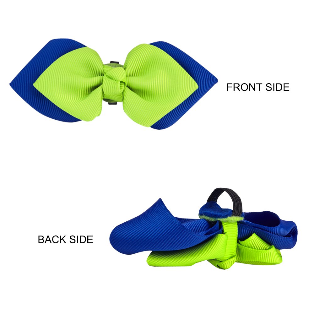 Blueberry Pet Pack Of 2 Multiple Patterns Mix And Match Stunning Diamonds Adjustable Dog Collar With Detachable Green Bow Tie, Small, Neck 12'-16'