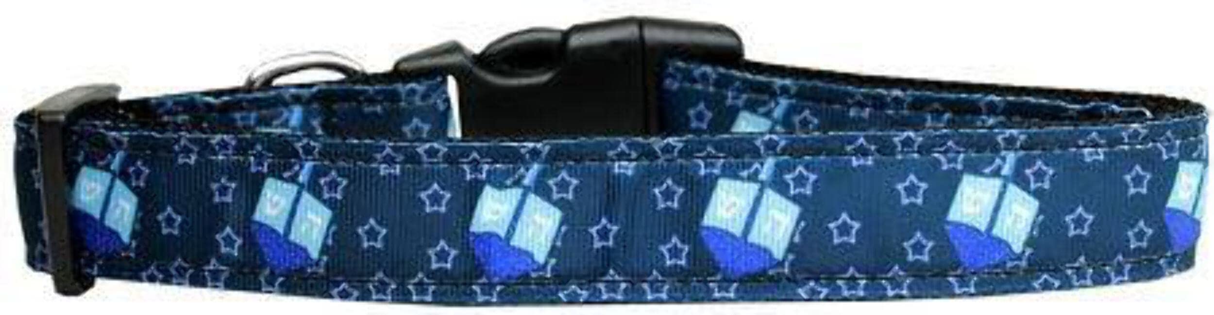 Hanukkah Pet Dog & Cat Nylon Collar or Leash, &quot;Dreidel, Dreidel, Dreidel&quot; XL Collar