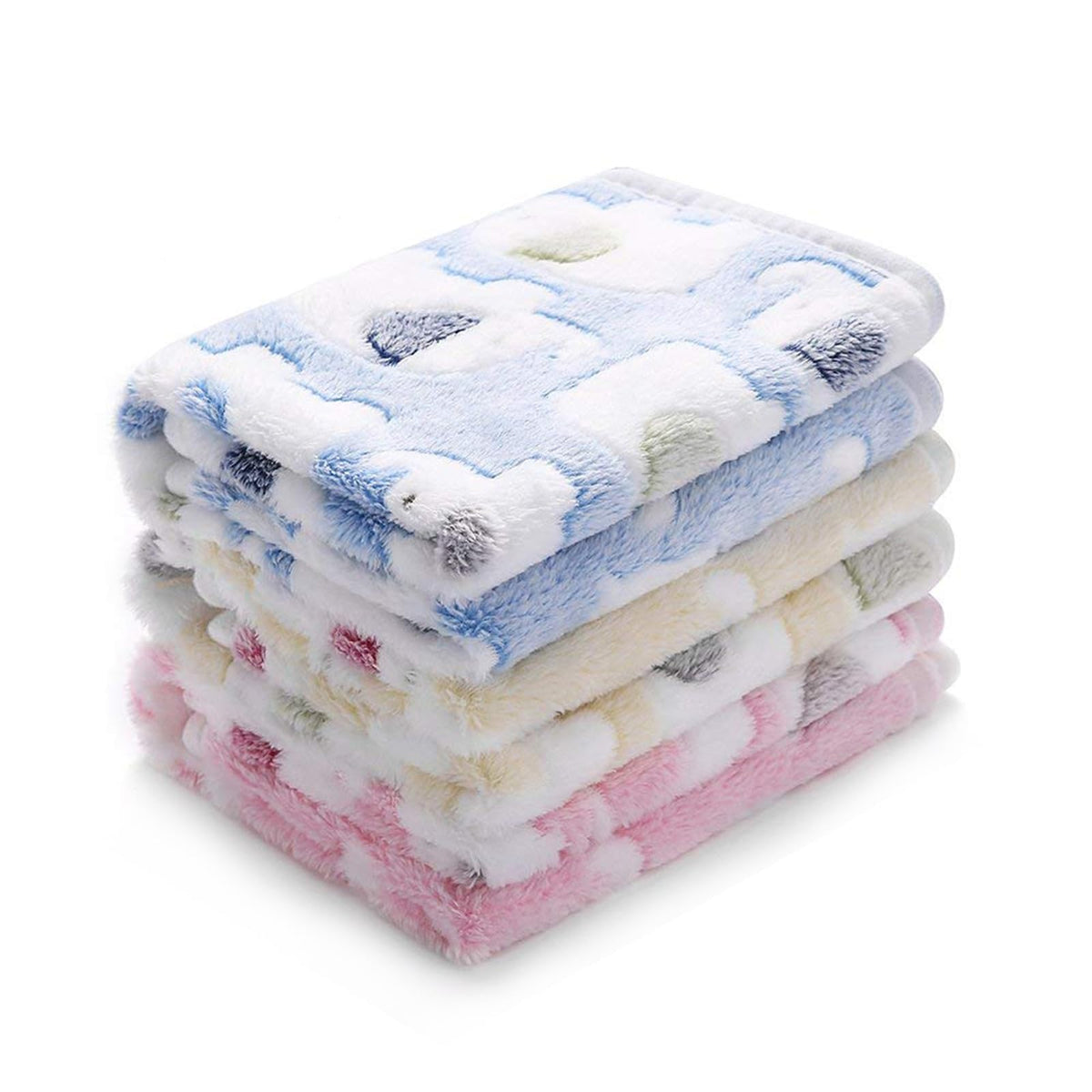 1 Pack 3 Blankets Super Soft Fluffy Premium Cute Elephant Pattern Pet Blanket Flannel Throw For Dog Puppy Cat Blue/Pink/Yellow Large(41X31 Inch)