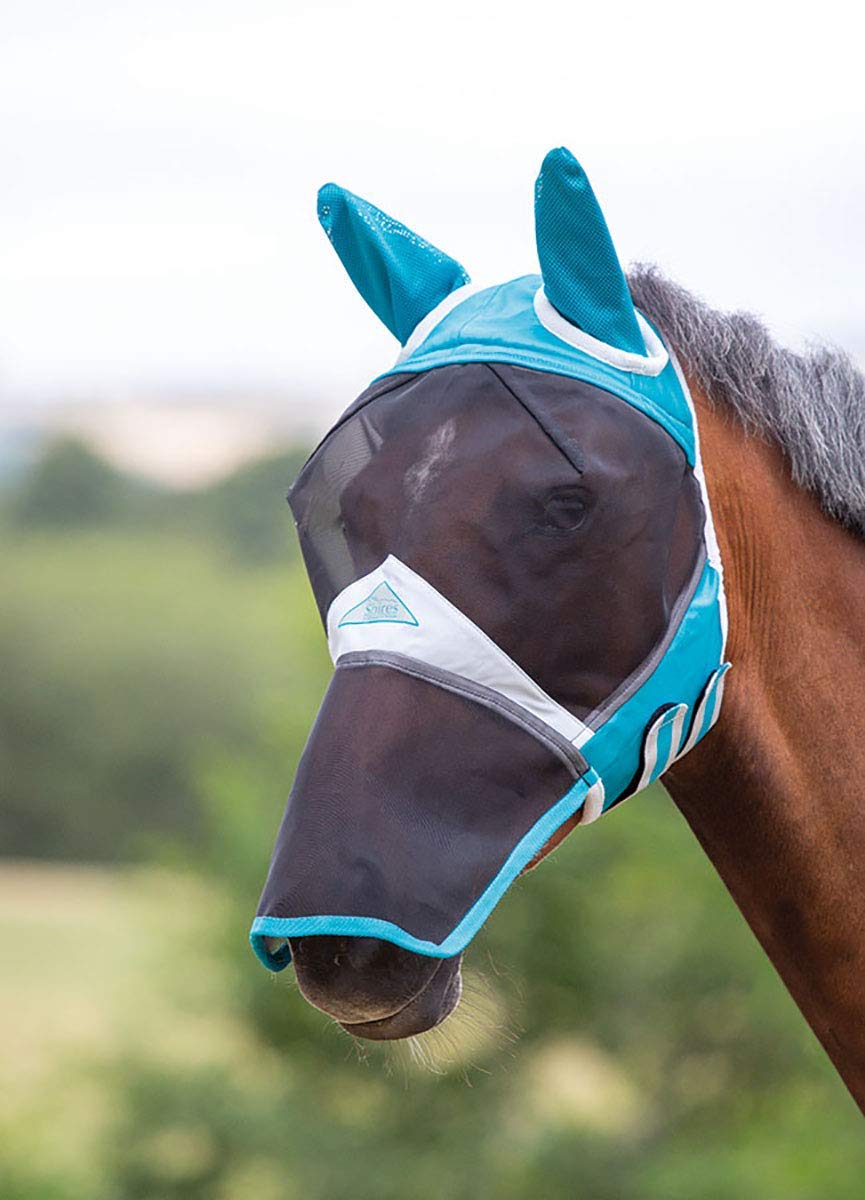 Fine Mesh Fly Mask with Ears & Nose (Small Pony, Teal)