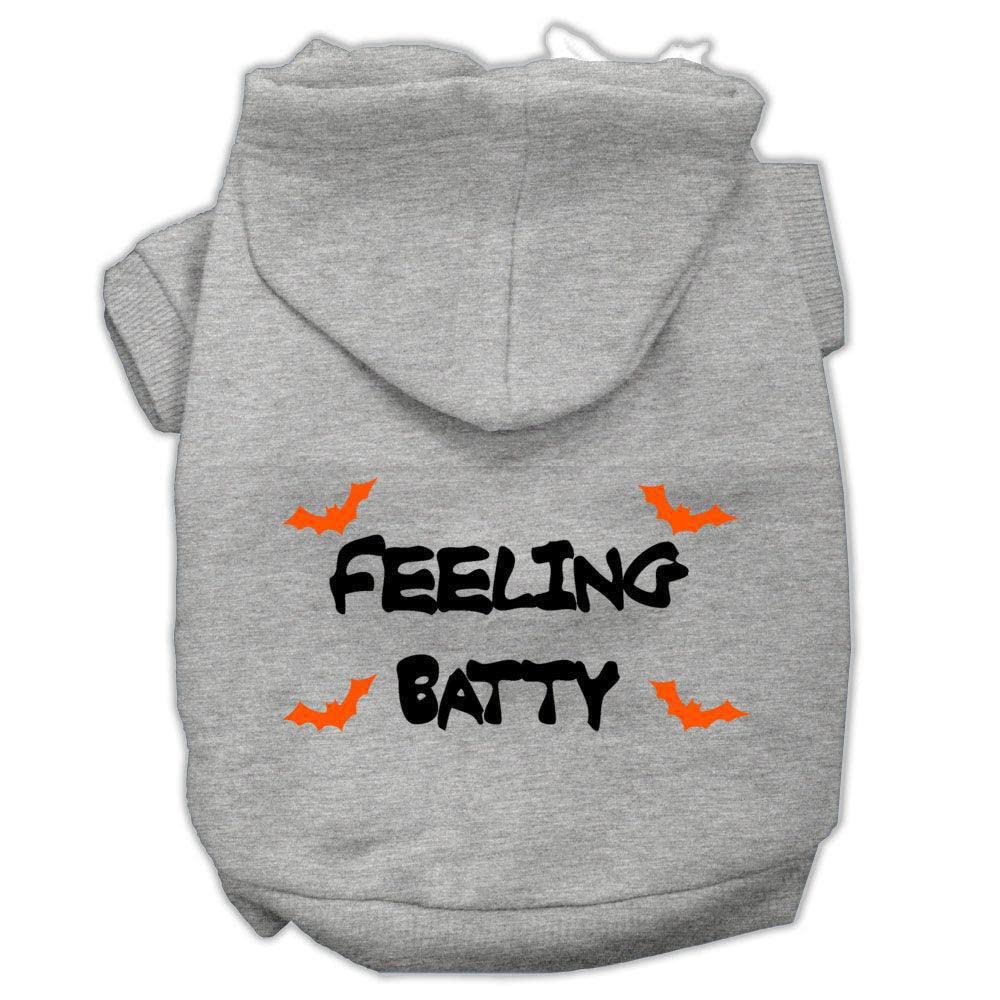 Halloween Pet, Dog & Cat Hoodie Screen Printed, 'Feeling Batty' Cream Xl (14-20 Lbs.)